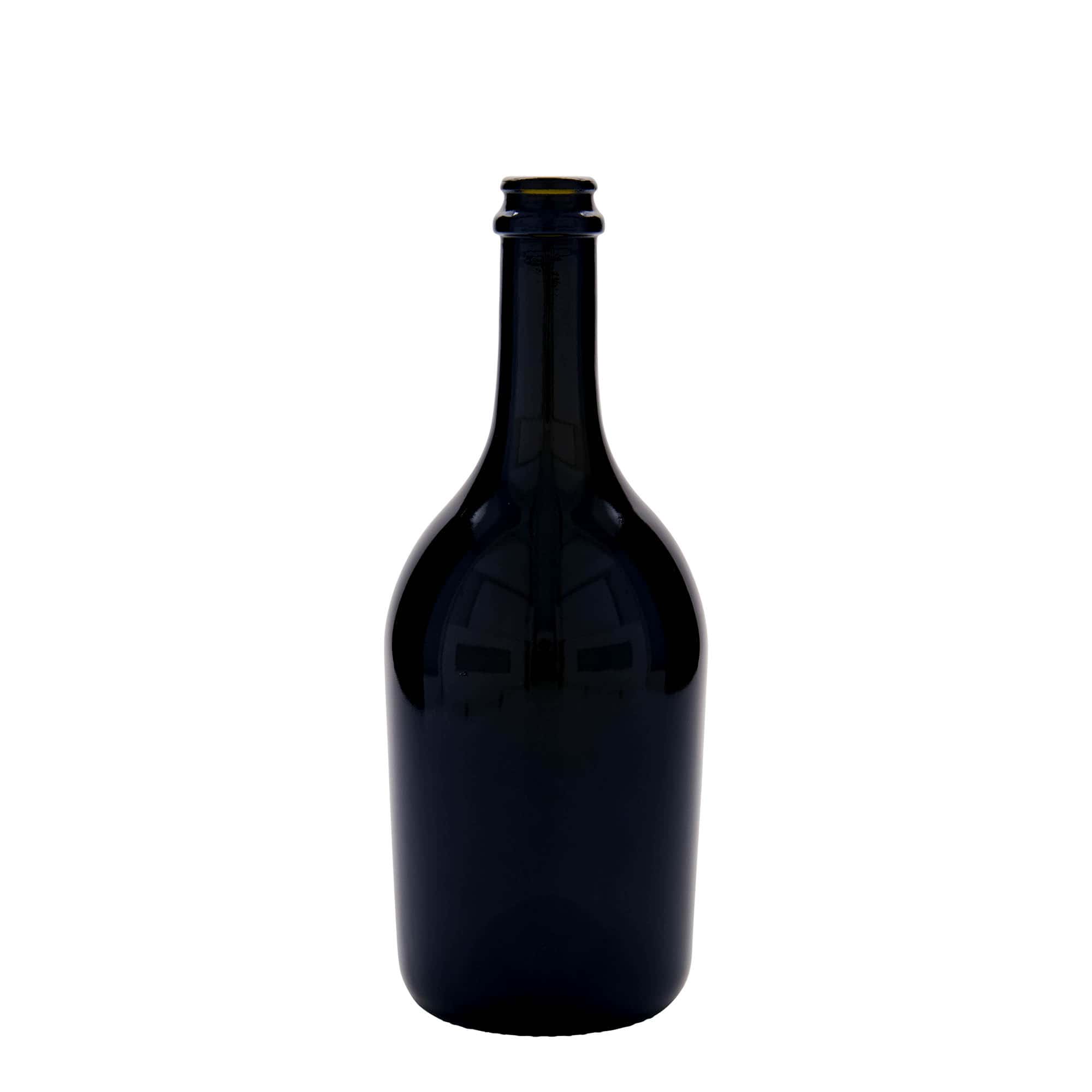 Botella de cerveza/champán de 750 ml 'Butterfly', vidrio, verde antiguo, boca: tapón corona