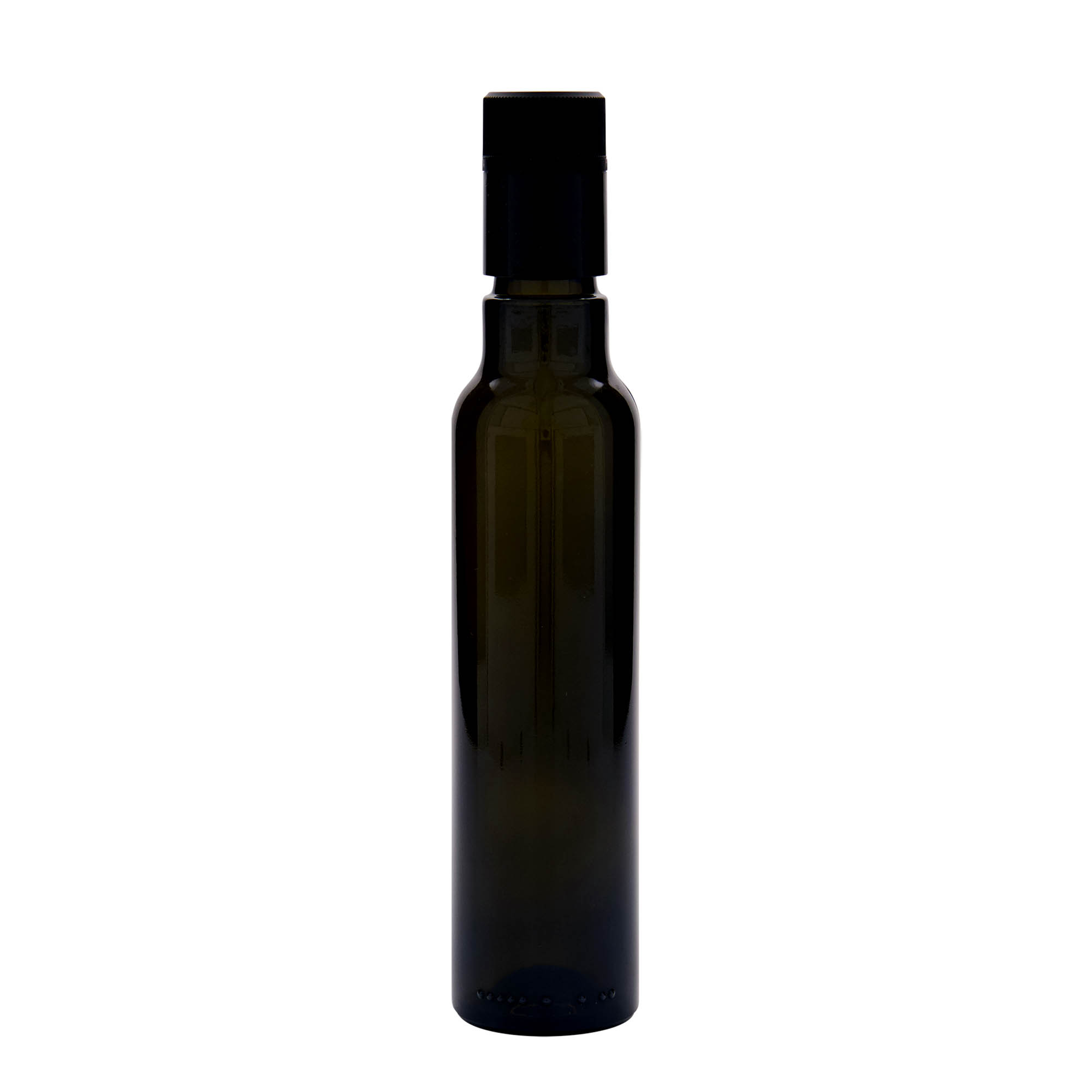 Botella de vinagre/aceite de 250 ml 'Willy New', vidrio, verde antiguo, boca: DOP