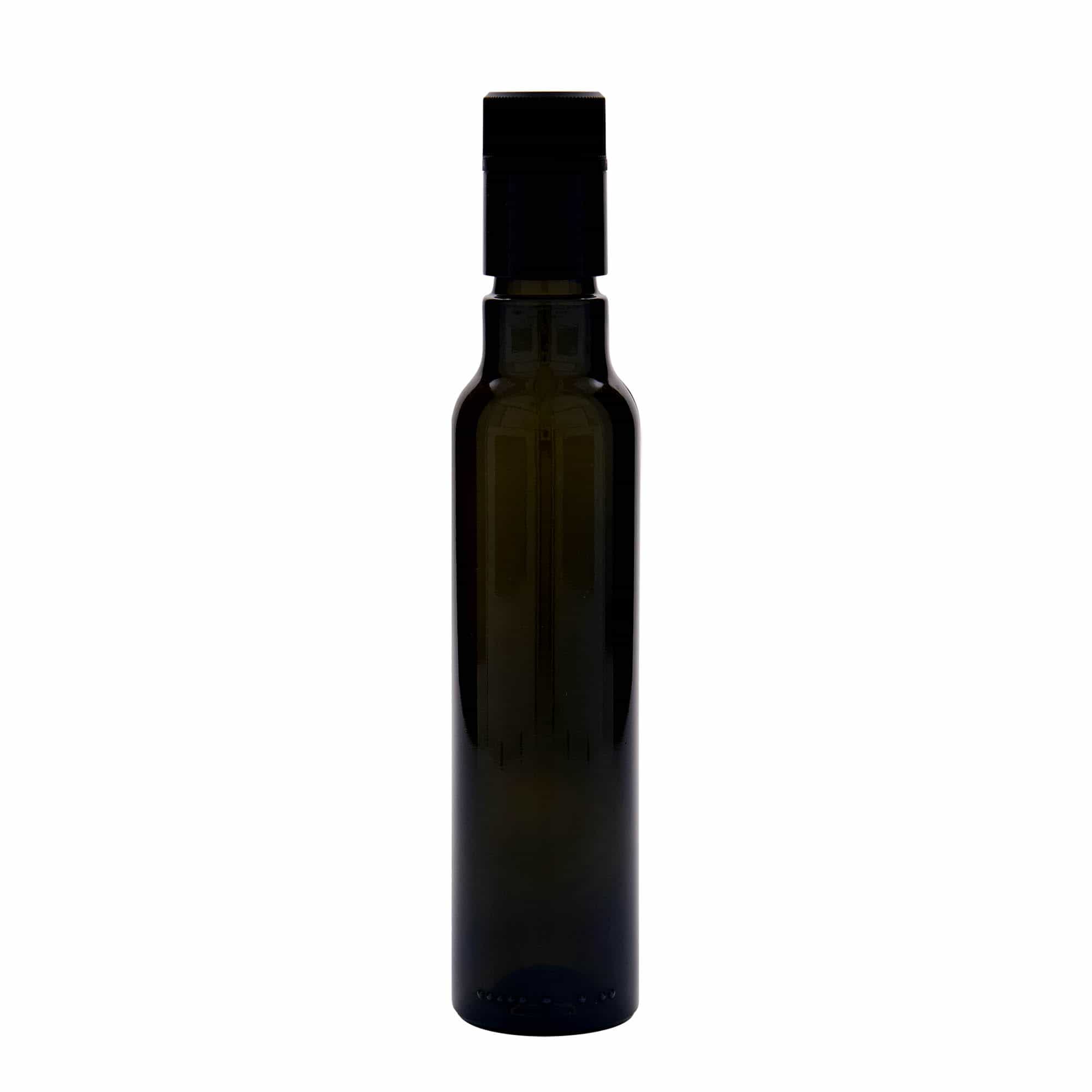 Botella de vinagre/aceite de 250 ml 'Willy New', vidrio, verde antiguo, boca: DOP