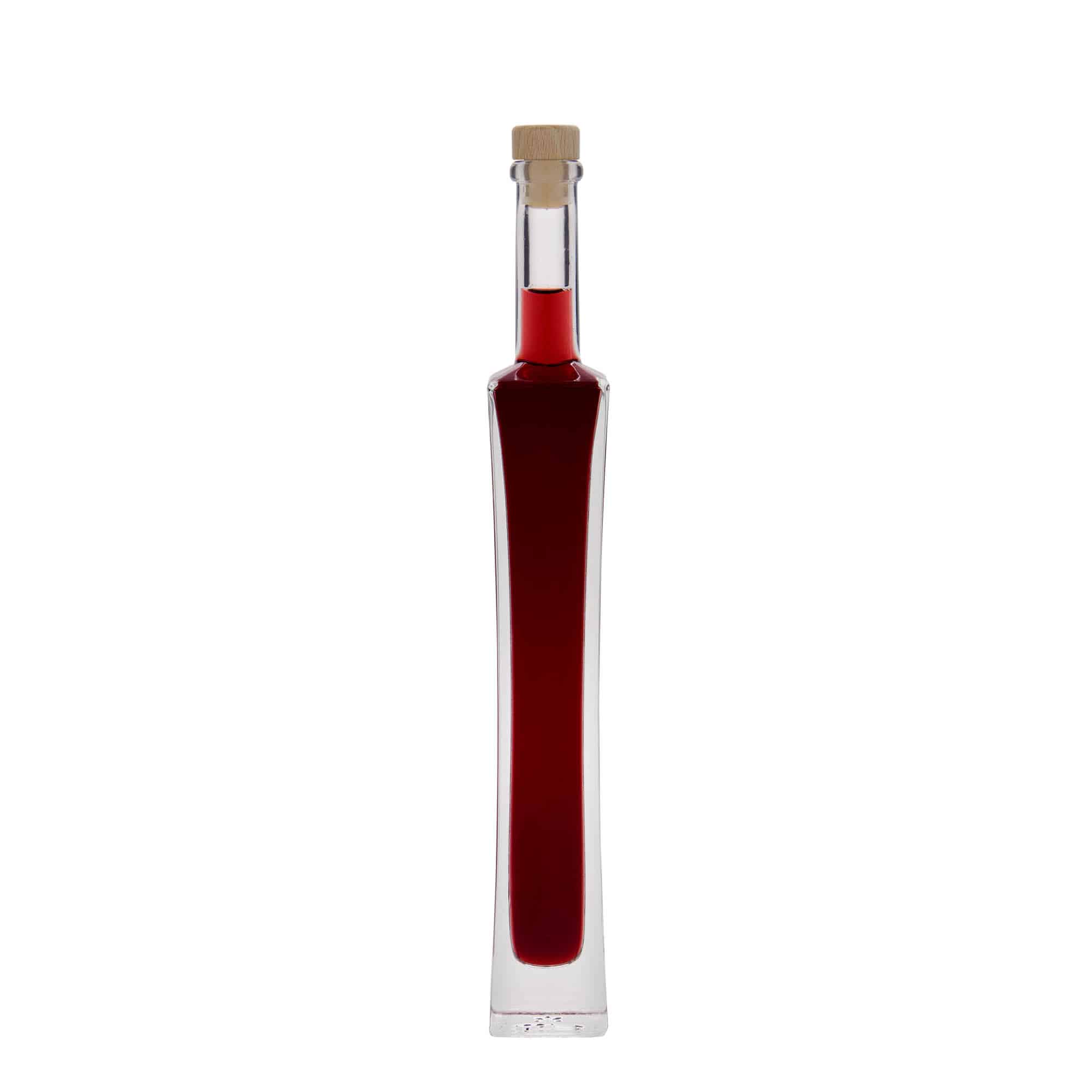 Botella de vidrio 'Koko' de 100 ml, cuadrada, boca: corcho