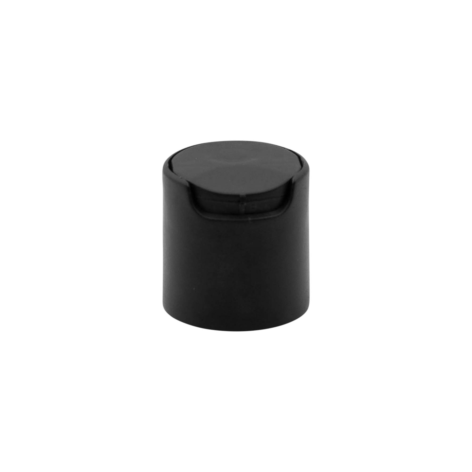 Tapa de rosca Disc Top, plástico PP, negro, para boca: 24/410 Tapa de rosca Disc Top, plástico PP, negro, para boca: 24/410