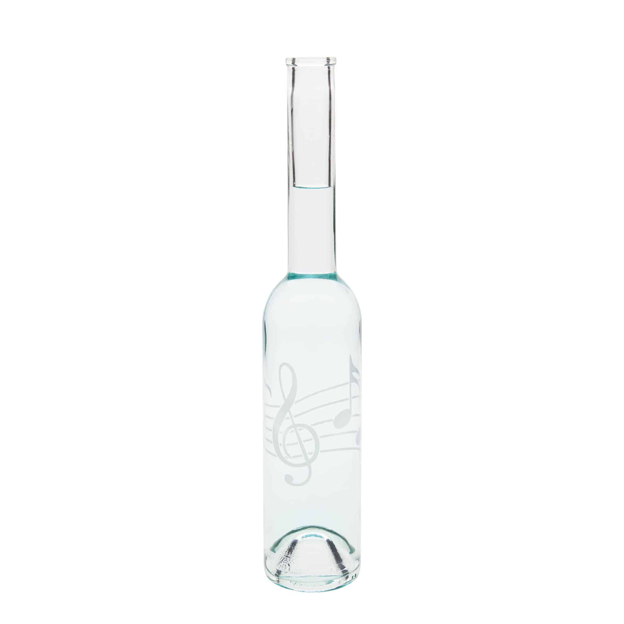 Botella de vidrio 'Opera' de 350 ml, motivo: notas musicales, boca: corcho