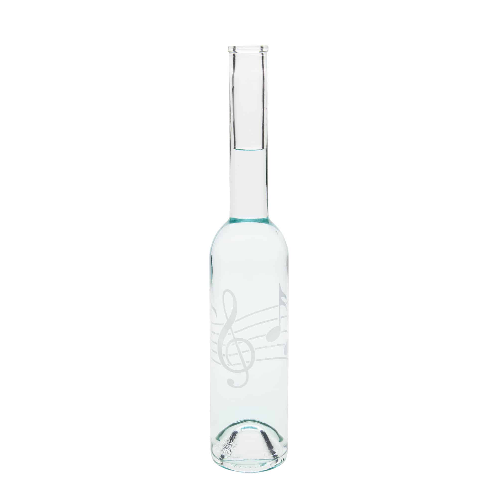 Botella de vidrio de 350 ml «Opera», motivo: notas musicales, boca: corcho