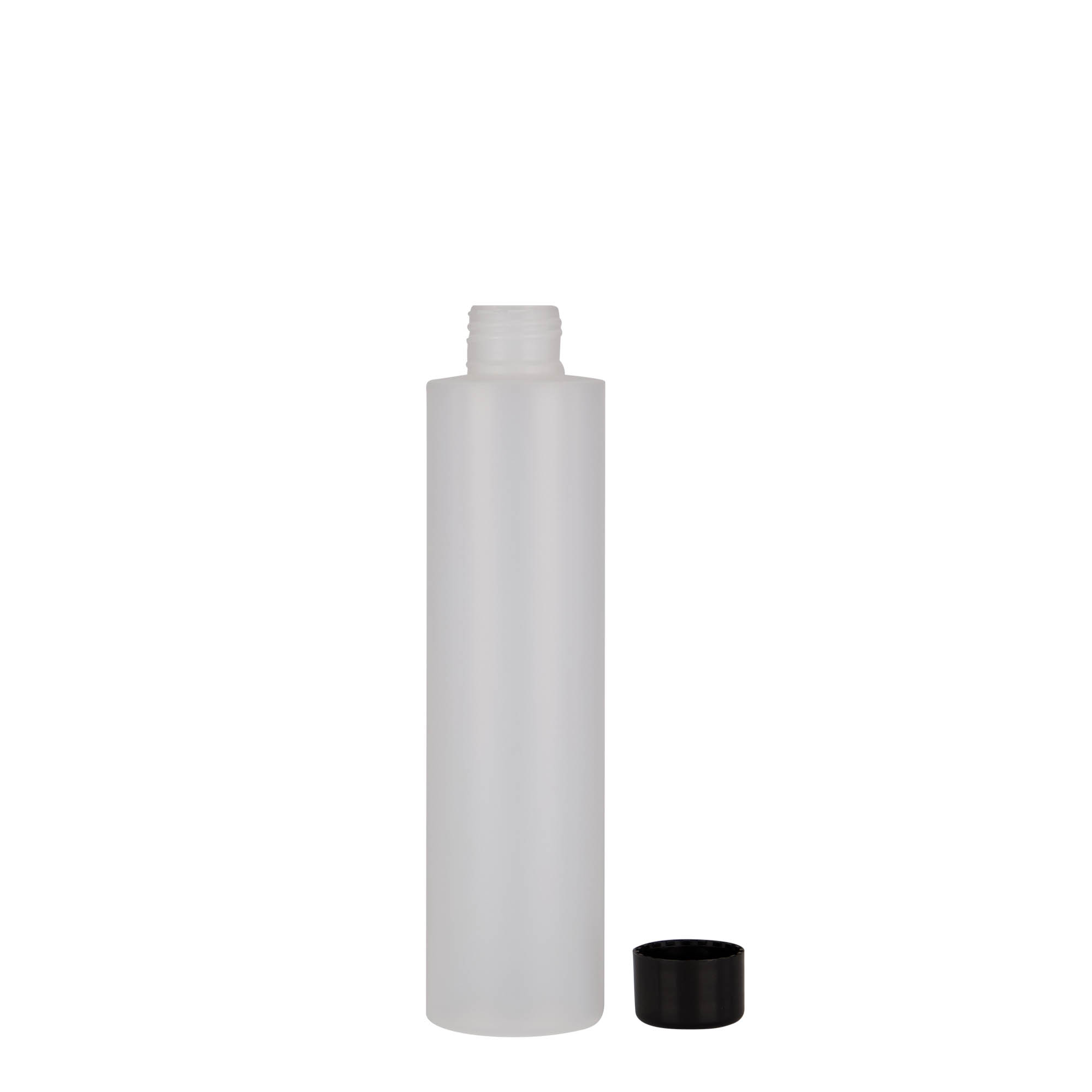 Botella de plástico de 200 ml 'Pipe', HDPE, natural, boca: 24/410