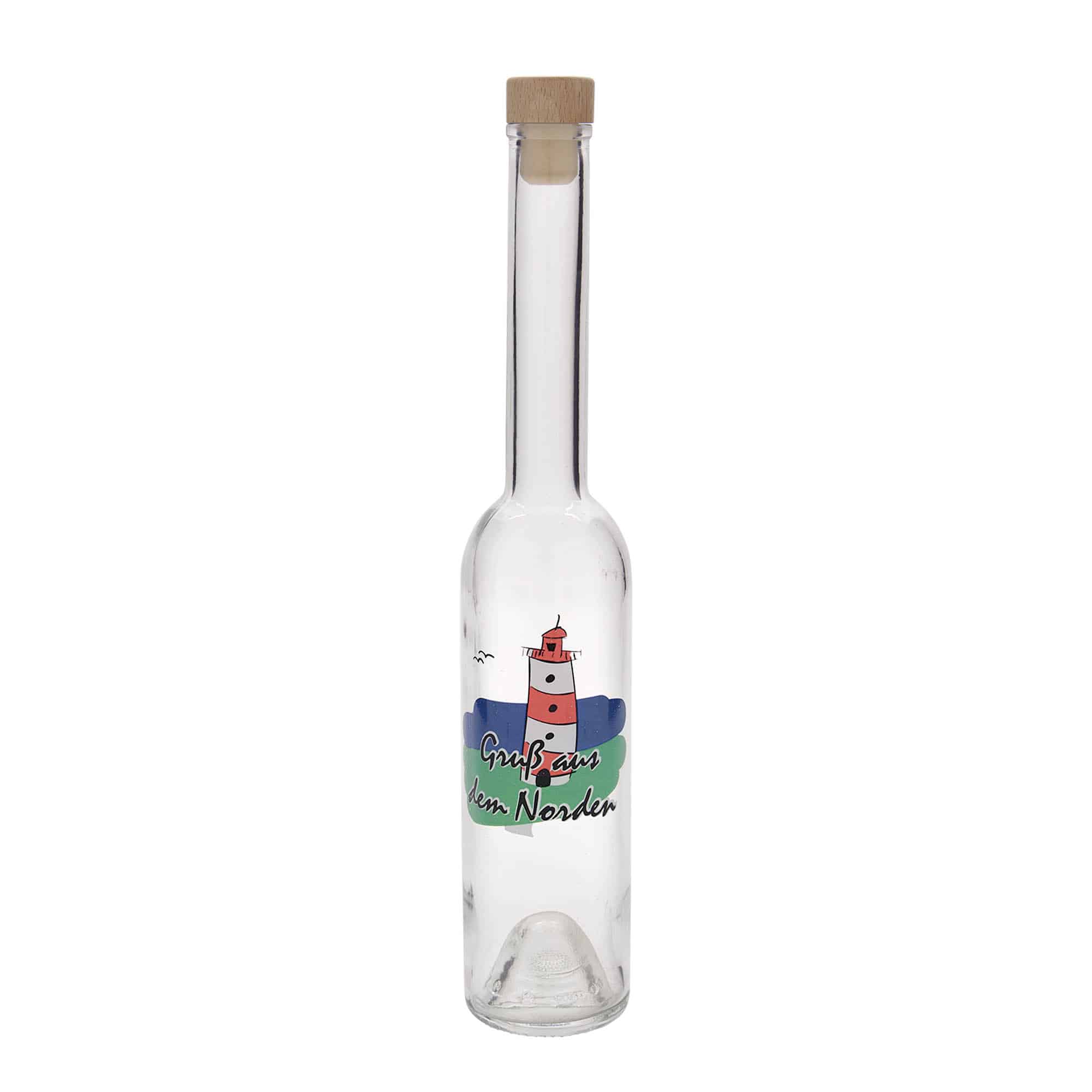 Botella de vidrio 'Opera' de 350 ml, motivo: norte, boca: corcho