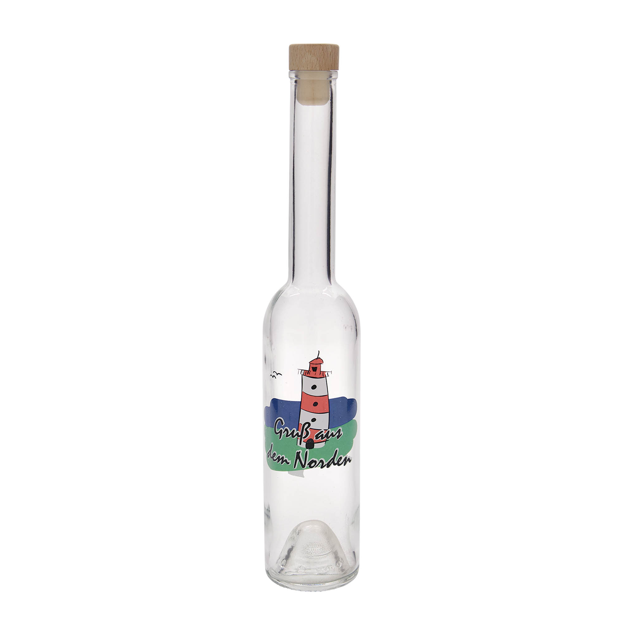 Botella de cristal de 350 ml 'Opera', motivo: Norte, boca: corcho