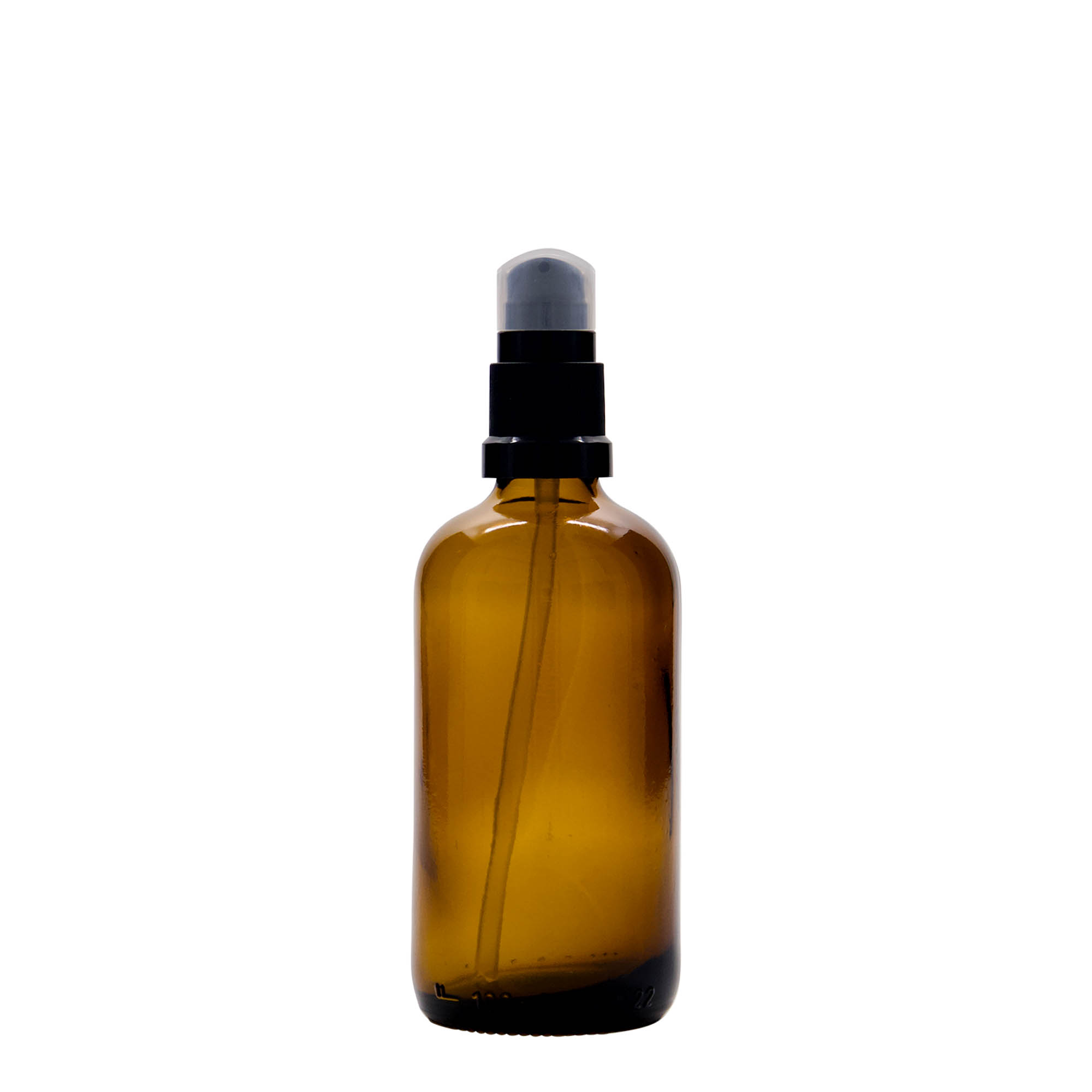 Botella médica de 100 ml con bomba dosificadora para lociones, vidrio, marrón, boca: DIN 18 Botella médica de 100 ml con bomba dosificadora para lociones, vidrio, marrón, boca: DIN 18