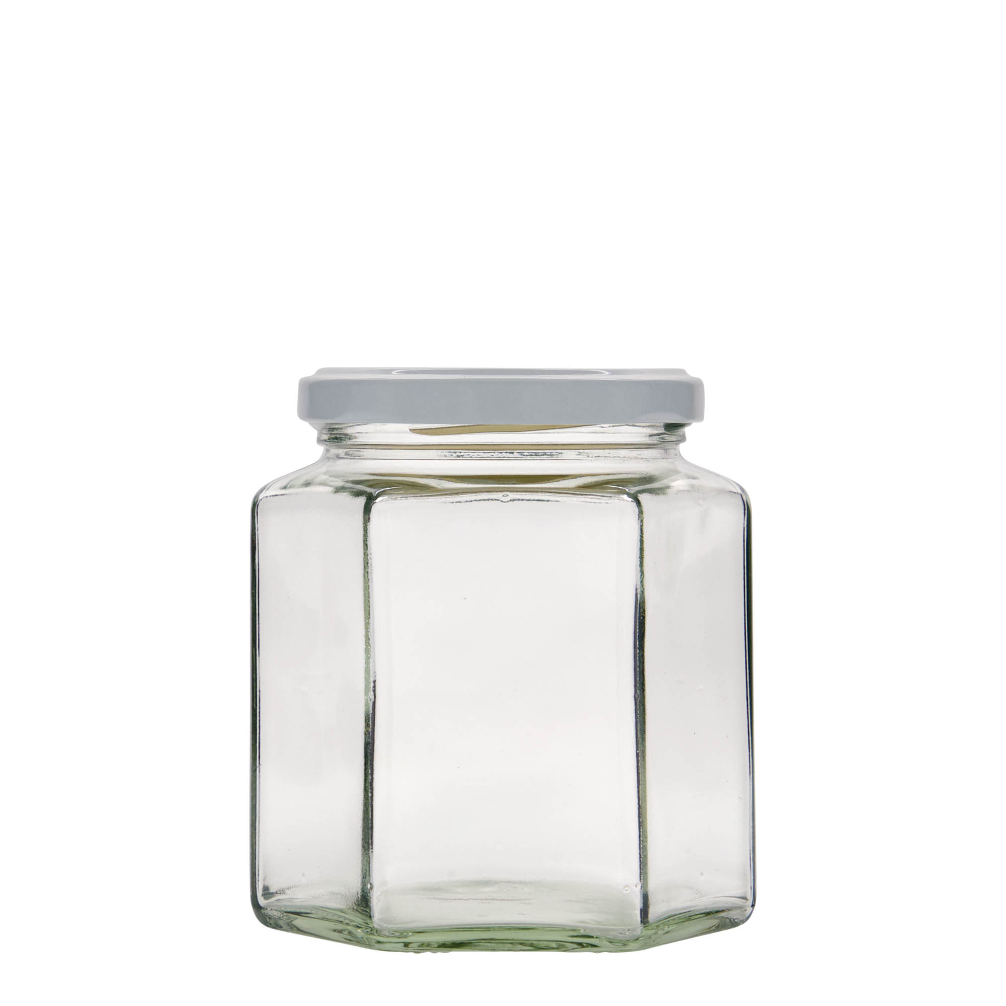 390 ml tarro hexagonal, boca: Twist-Off (TO 70) 390 ml tarro hexagonal, boca: Twist-Off (TO 70)