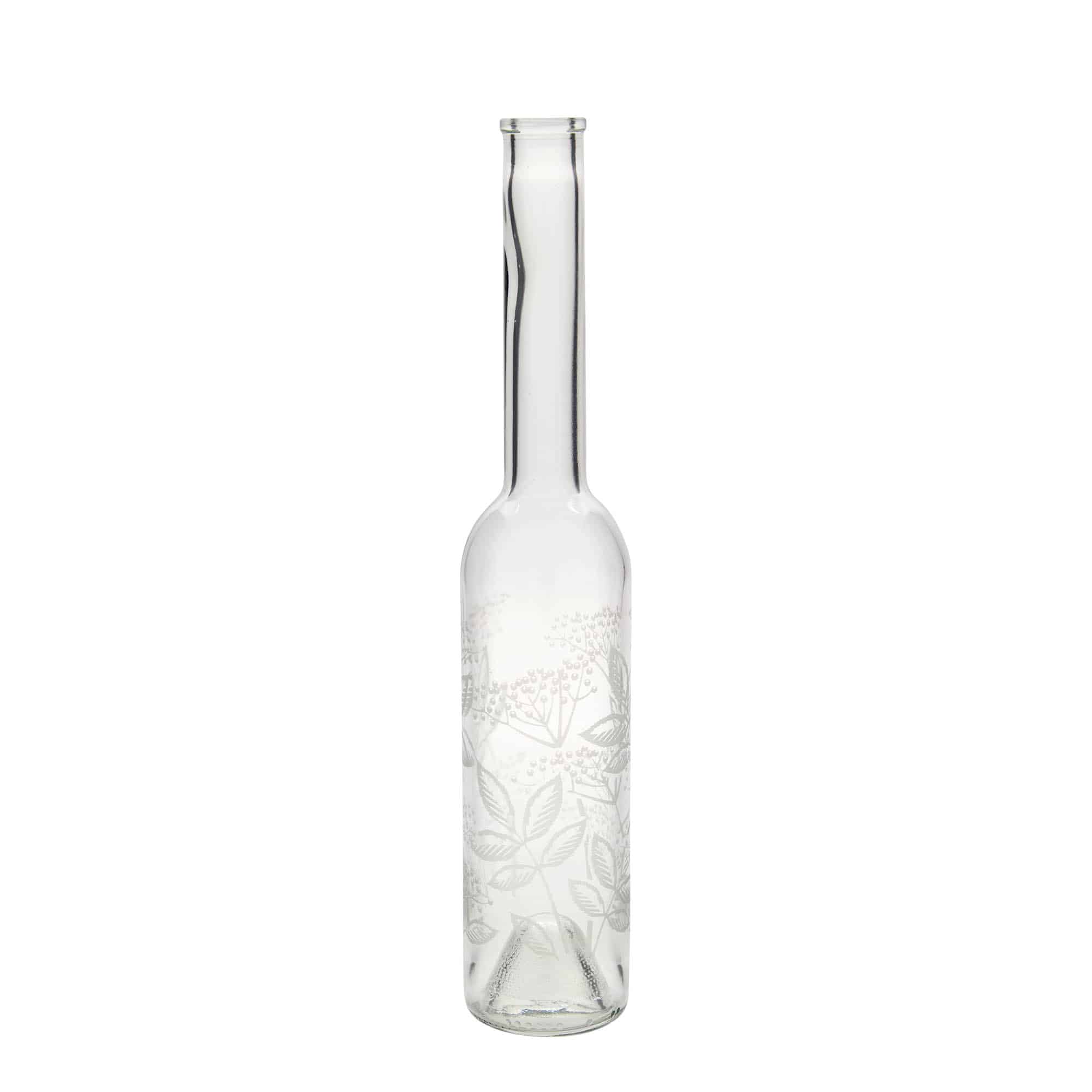 Botella de vidrio de 350 ml 'Opera', motivo: saúco, boca: corcho
