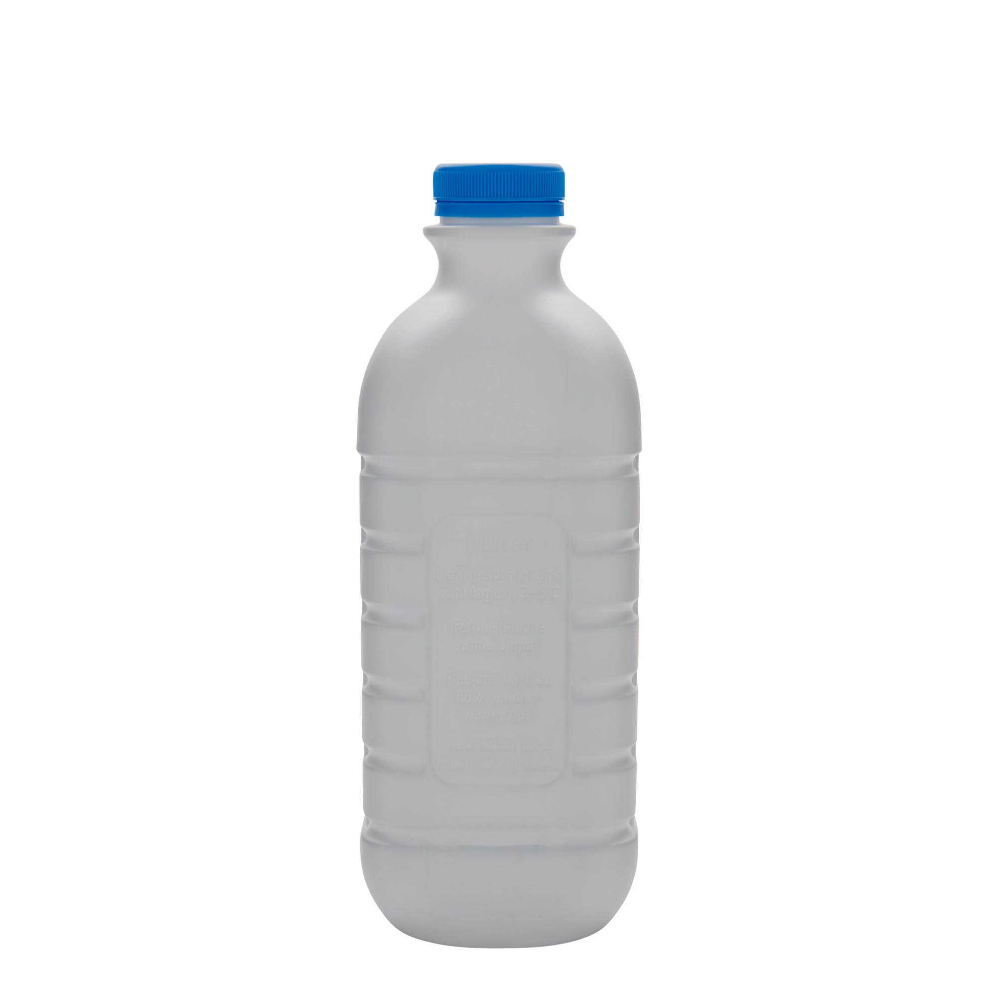 Botella de leche de 1.000 ml, rectangular, plástico HDPE, blanca, boca: PEHD40