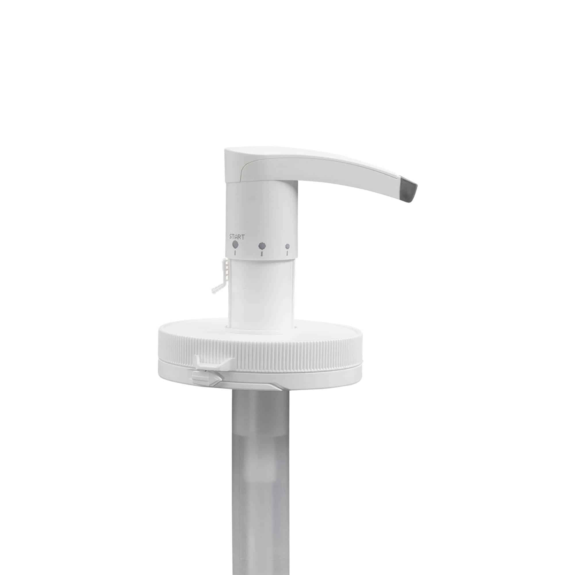 Bomba dispensadora para 655 ml 'Securibox', plástico PE, blanca, para boca: cierre de rosca