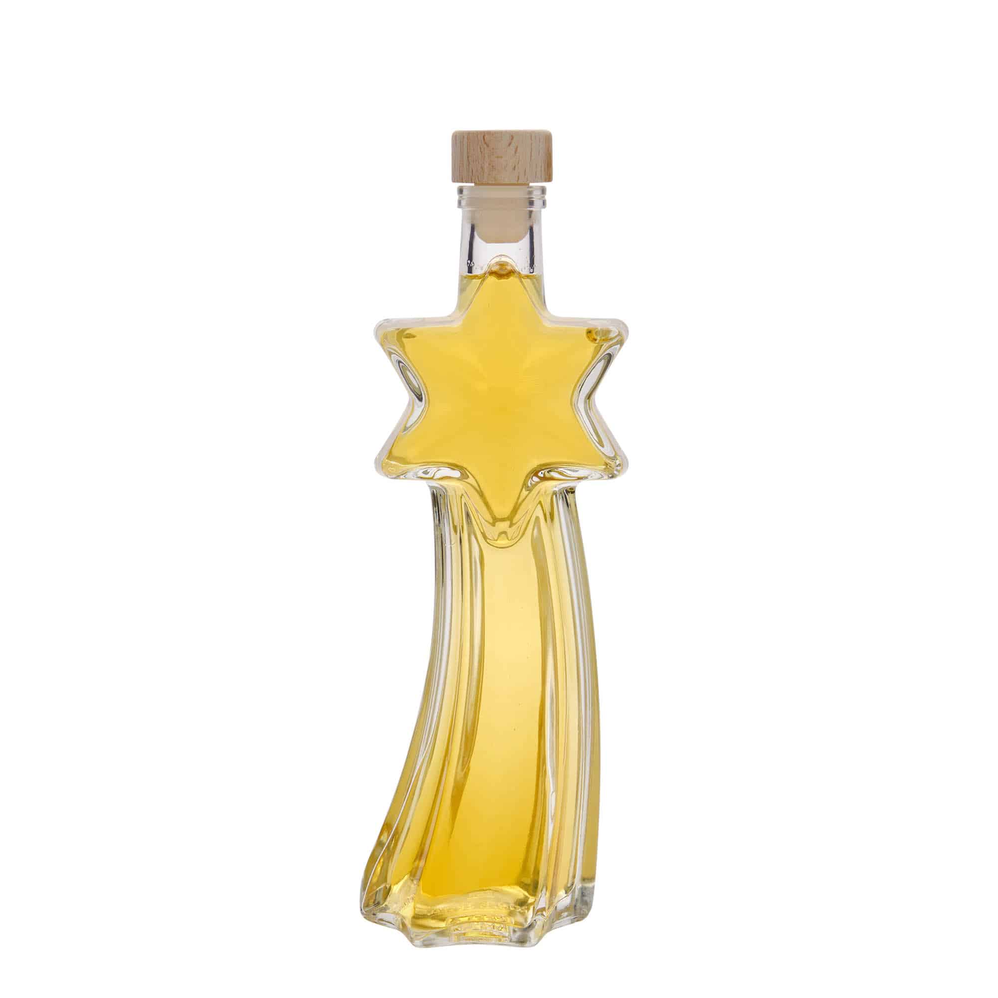 Botella de vidrio 'Estrella fugaz' de 200 ml, boca: corcho