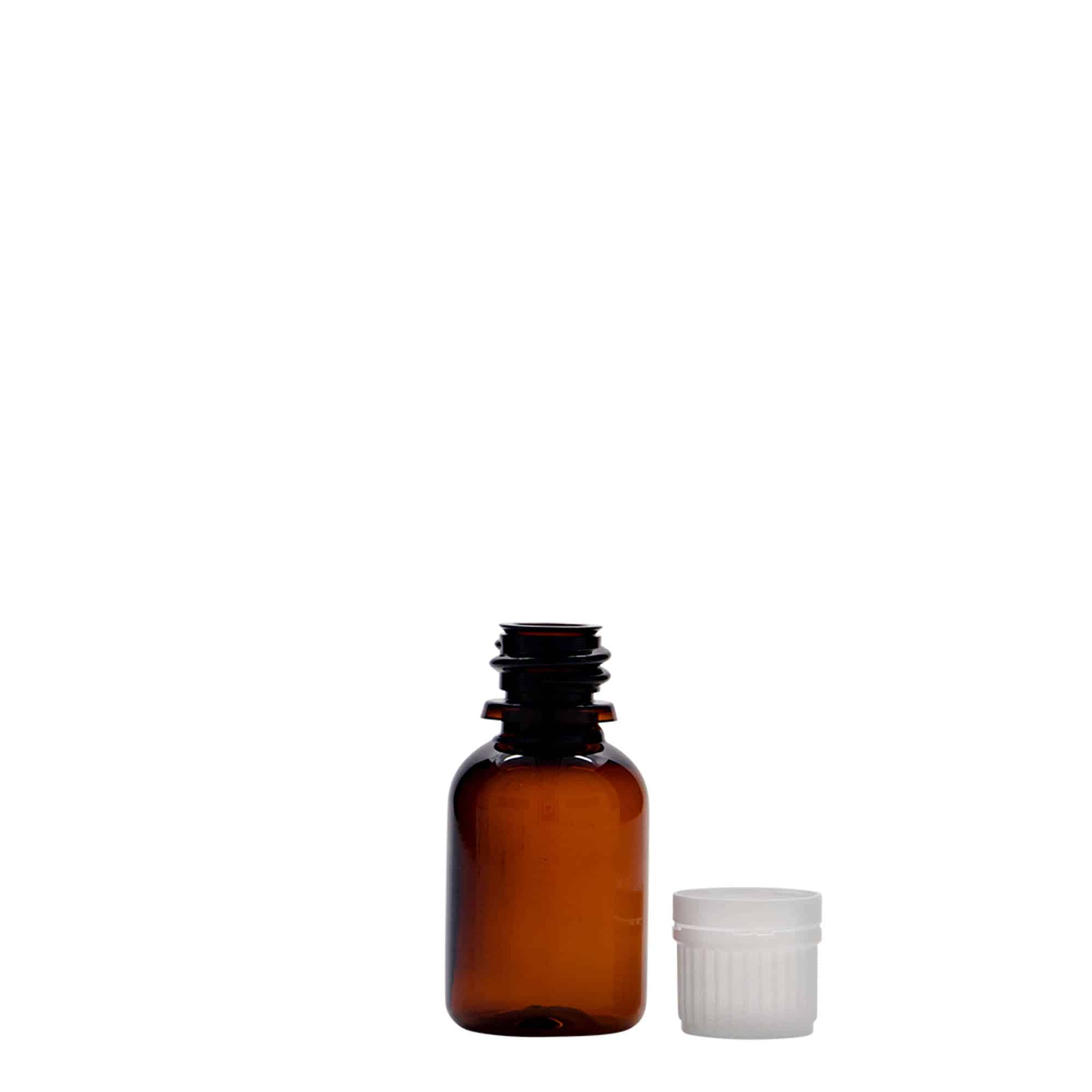 Frasco de medicamentos de PET 'Easy Living' de 20 ml, marrón, plástico, boca: DIN 18