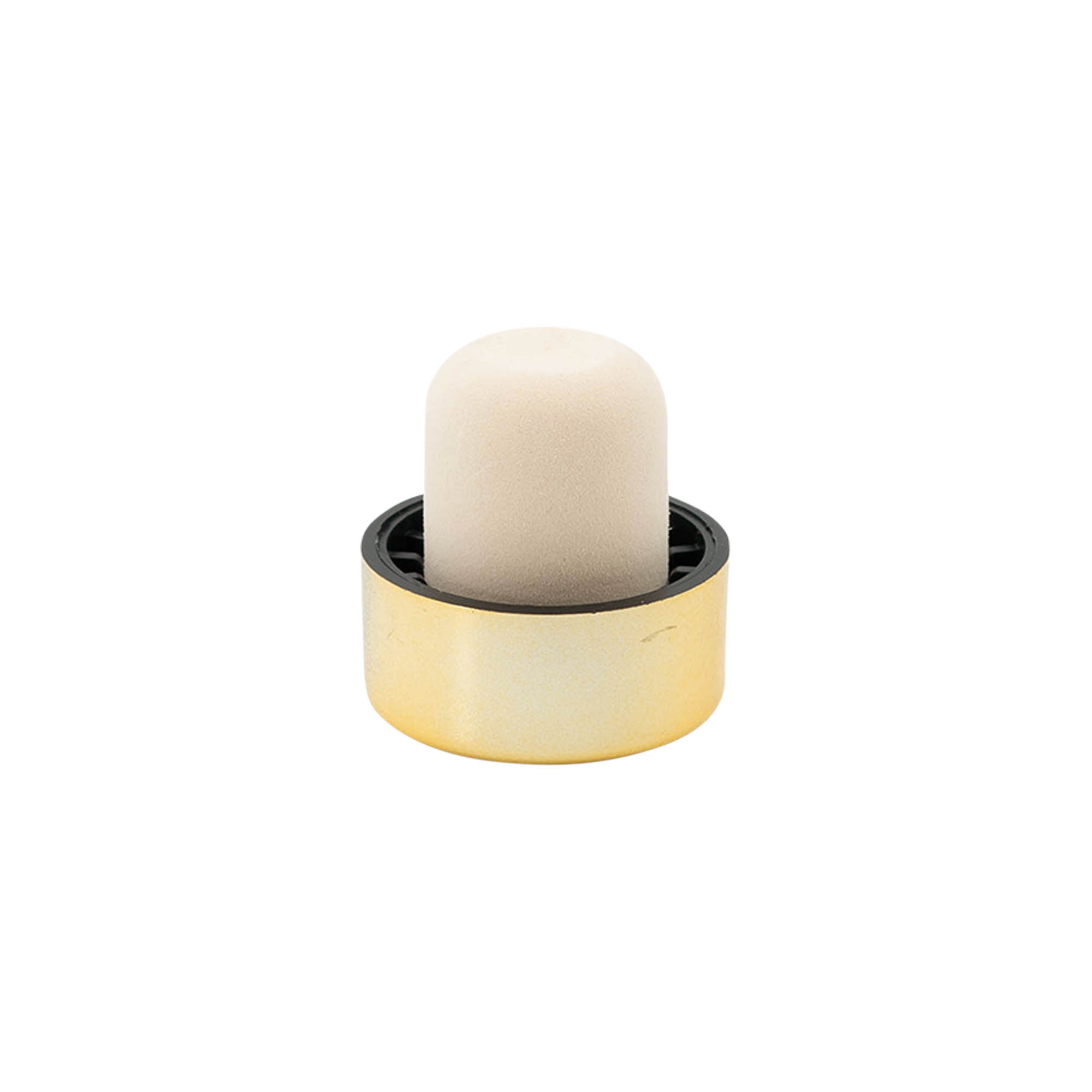 Tapón de corcho con asa 19 mm, plástico, dorado, para boca: corcho