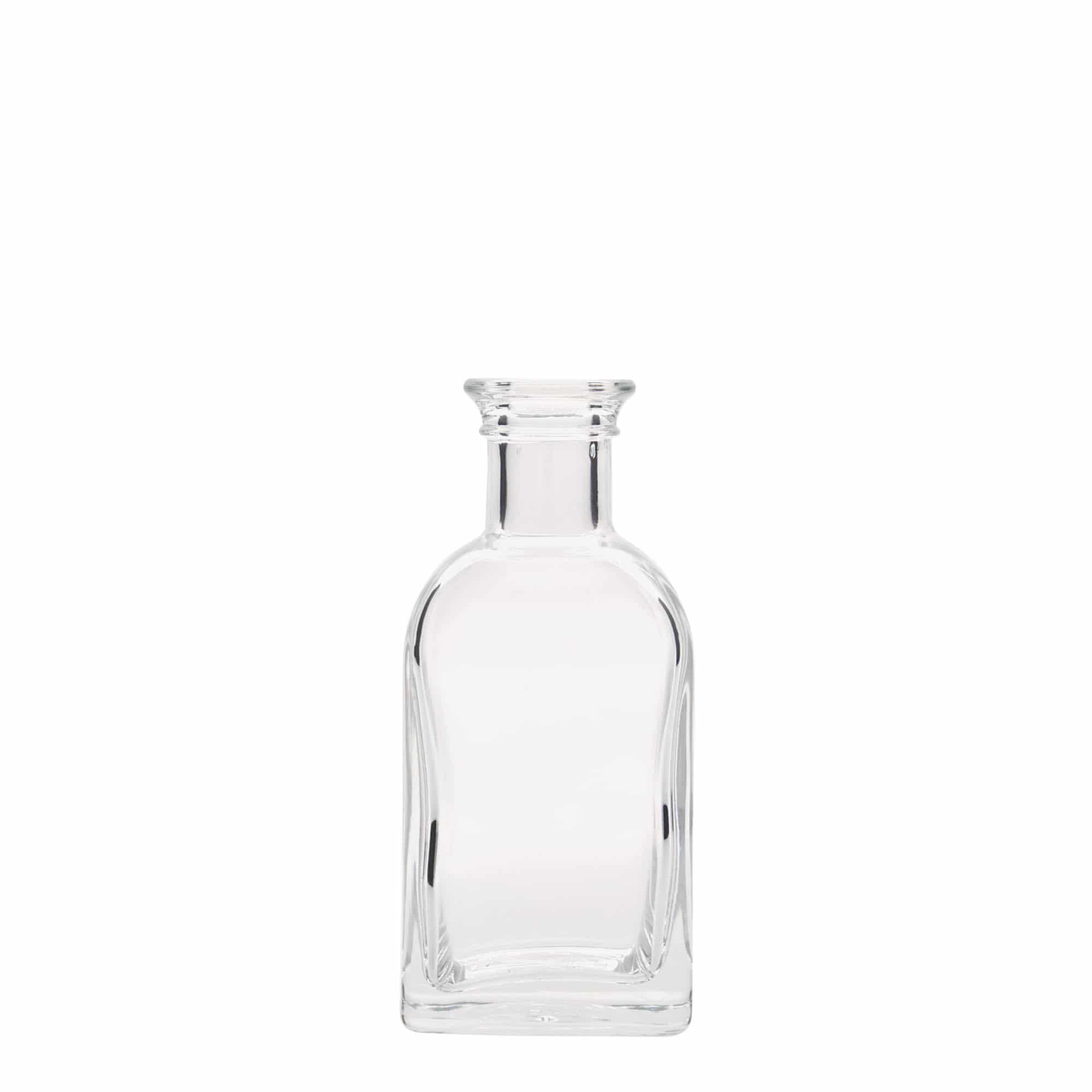 Botella de cristal de 100 ml Apotheker Carré, cuadrada, boca: corcho