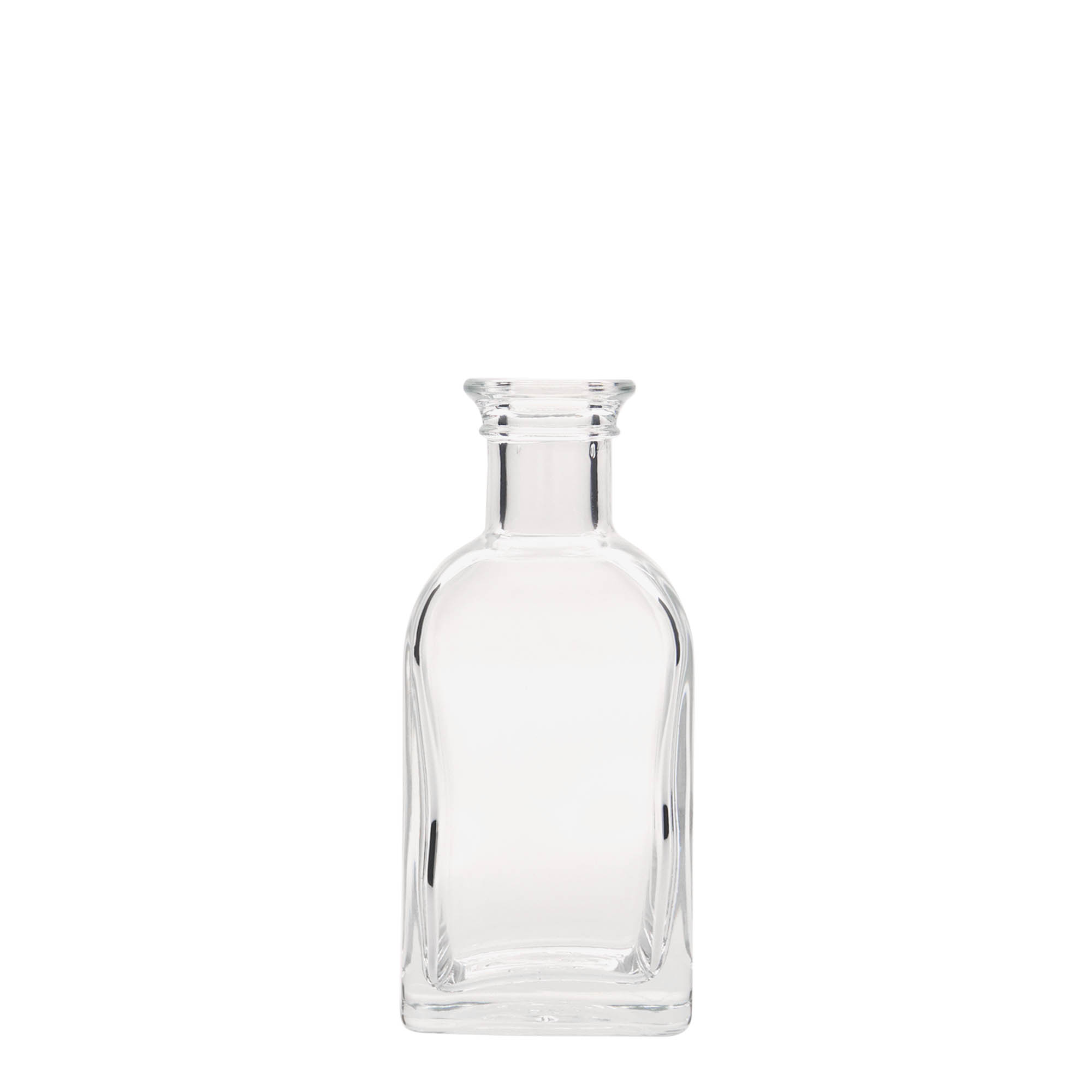 Botella de cristal de 100 ml Apotheker Carré, cuadrada, boca: corcho Botella de cristal de 100 ml Apotheker Carré, cuadrada, boca: corcho