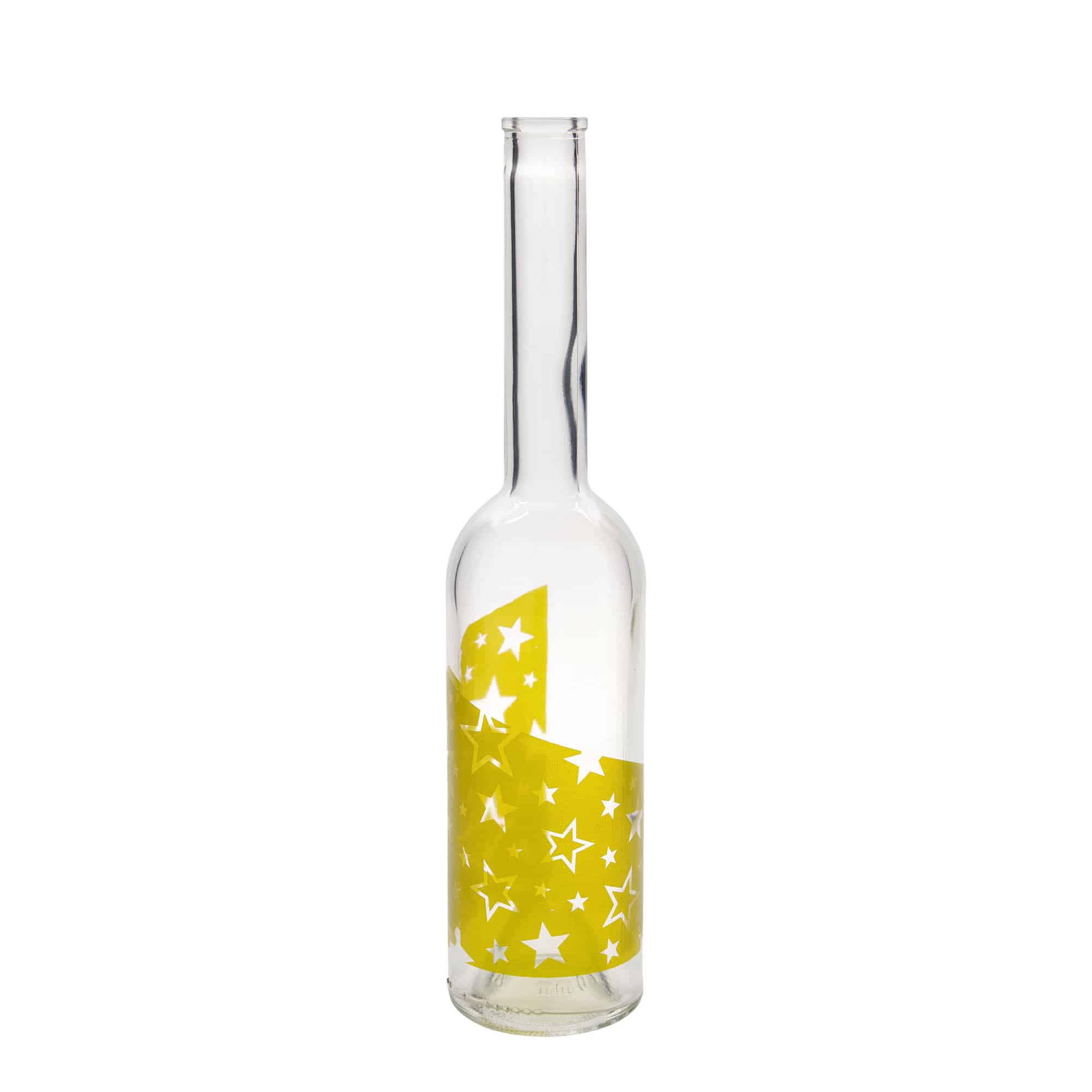 Botella de vidrio de 500 ml 'Opera', motivo: estrellas doradas, boca: corcho