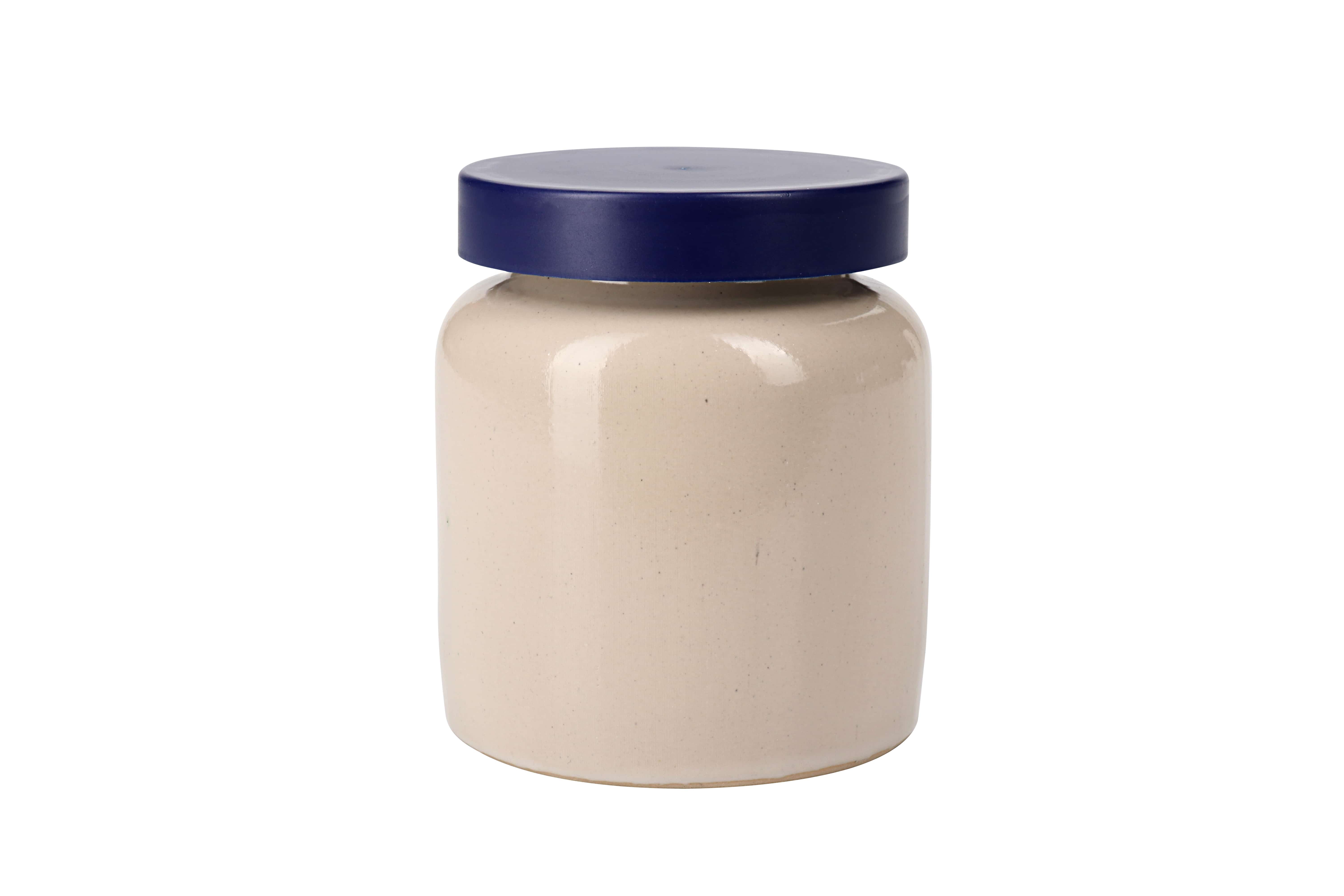270 ml tarro de gres, cerámica, beige, boca: tapa encajada