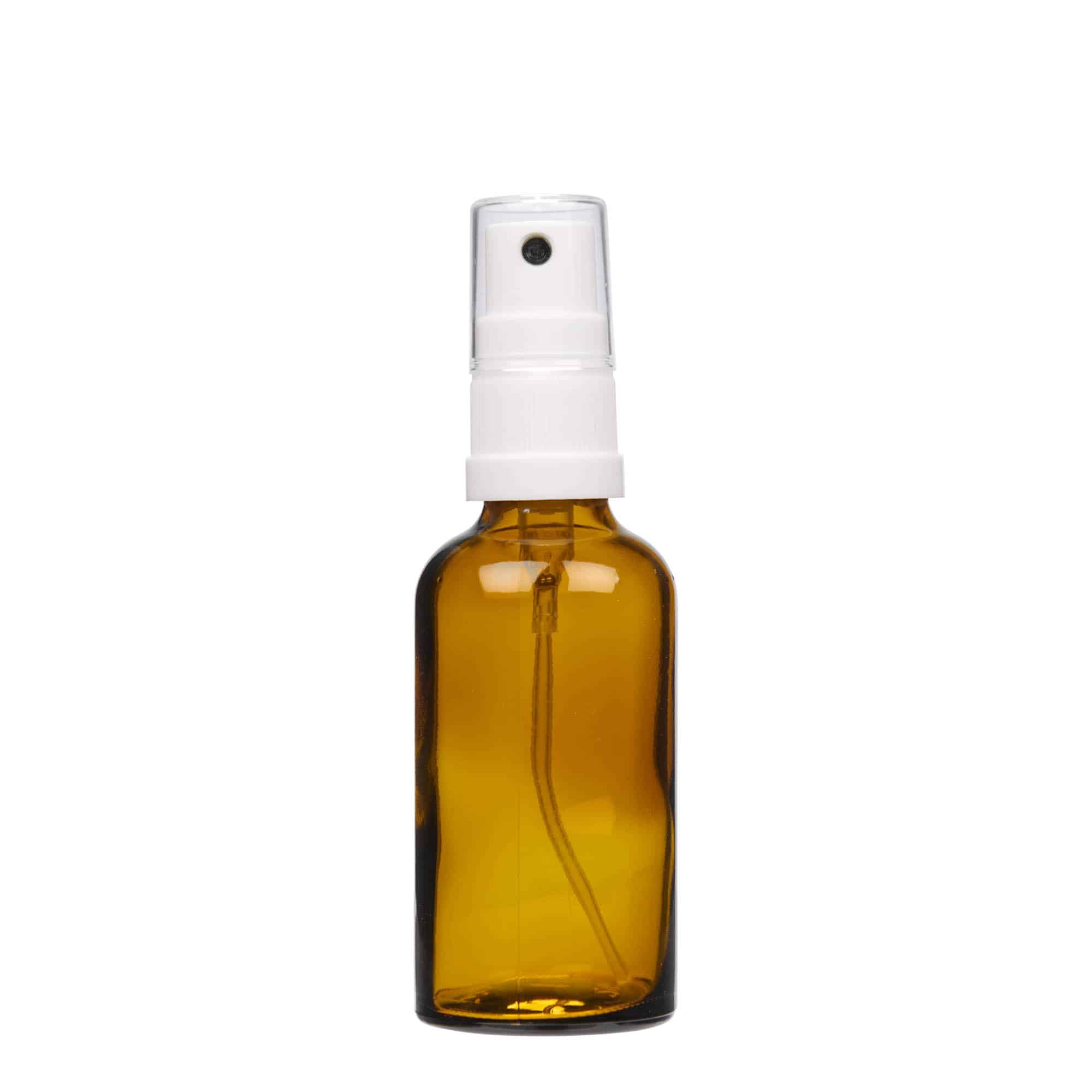 50 ml frasco pulverizador medicamento, vidrio, marrón, boquilla: DIN 18