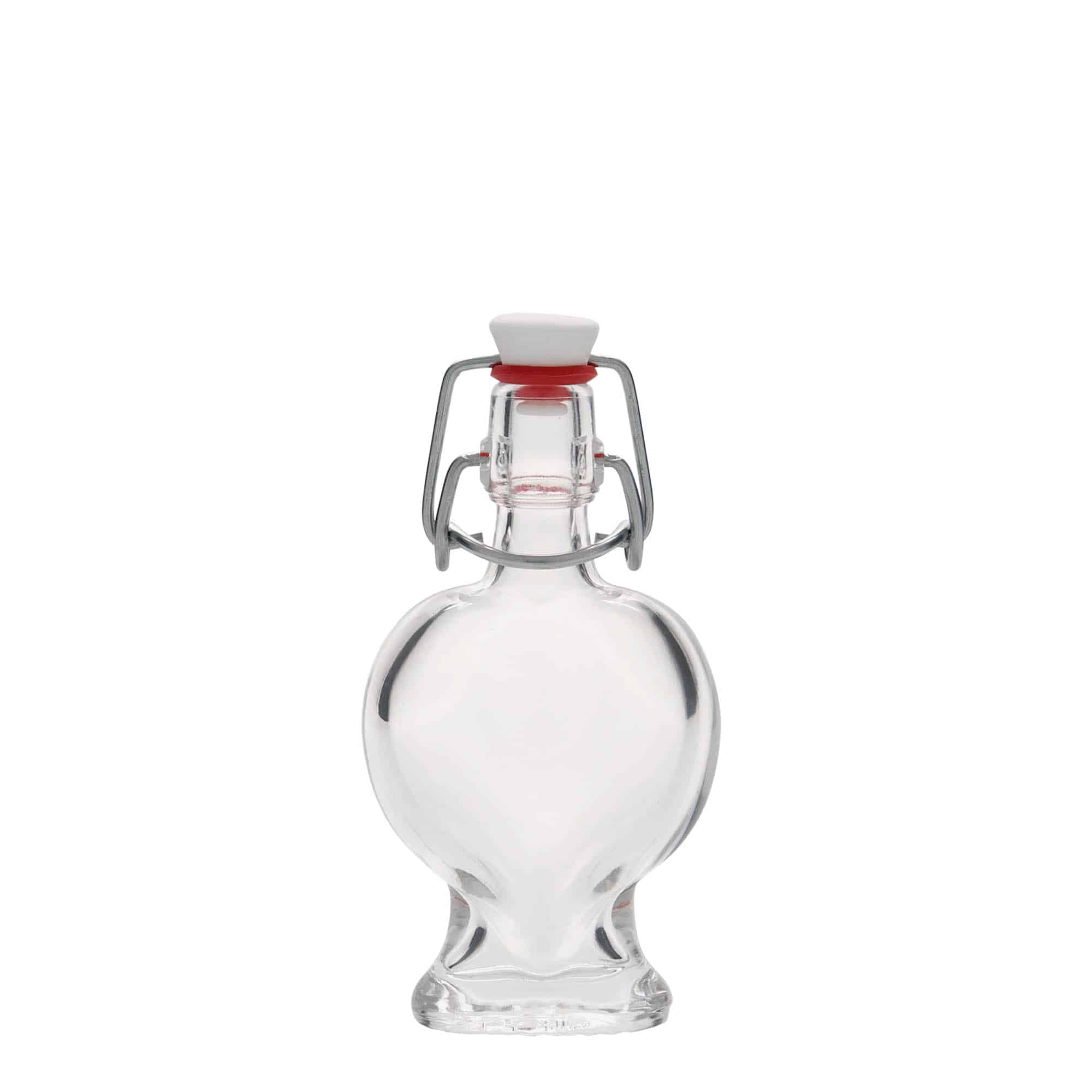 Botella de vidrio 'Corazón' de 40 ml, boca: tapón mecánico