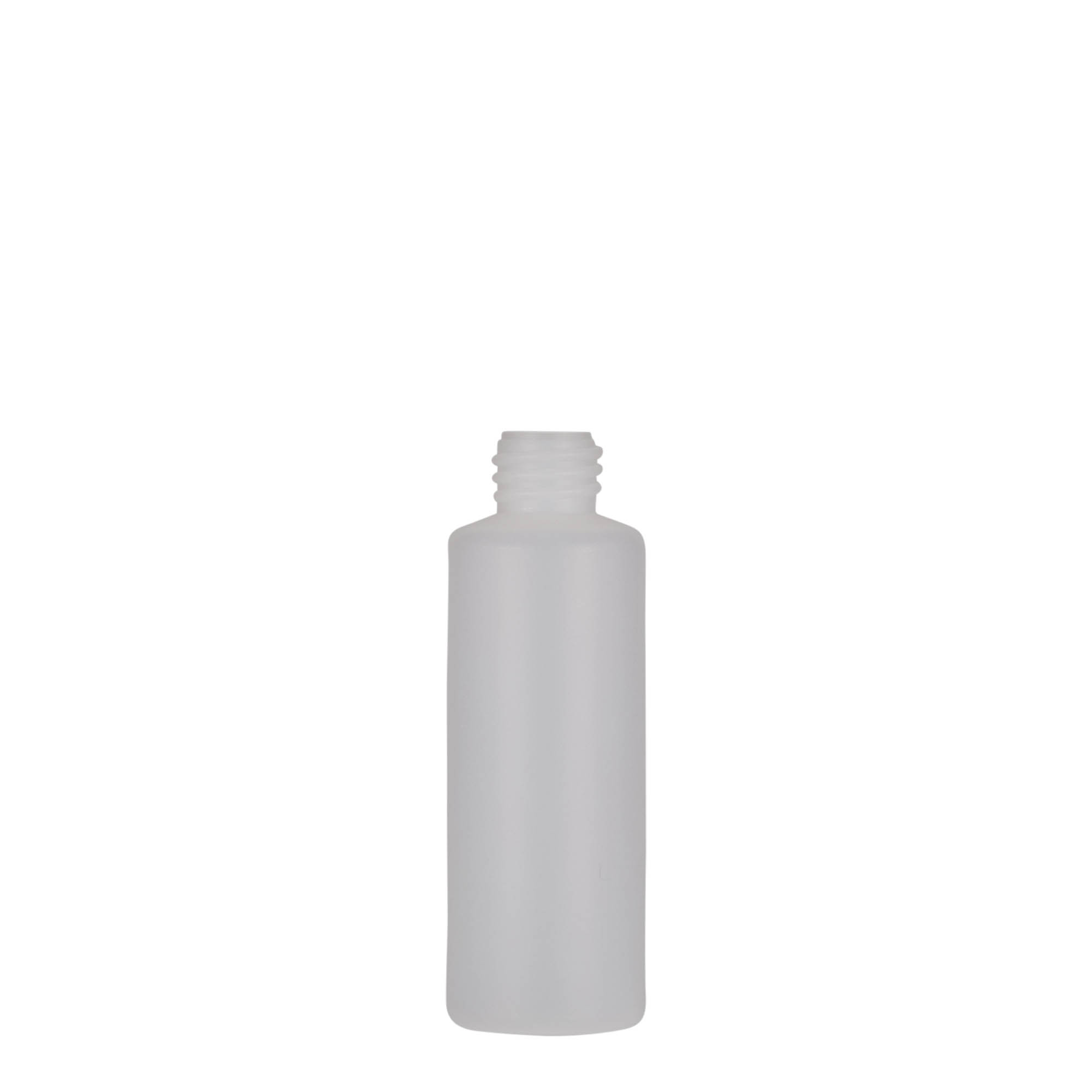Botella redonda de 50 ml, plástico PE, natural, boca: cierre de rosca