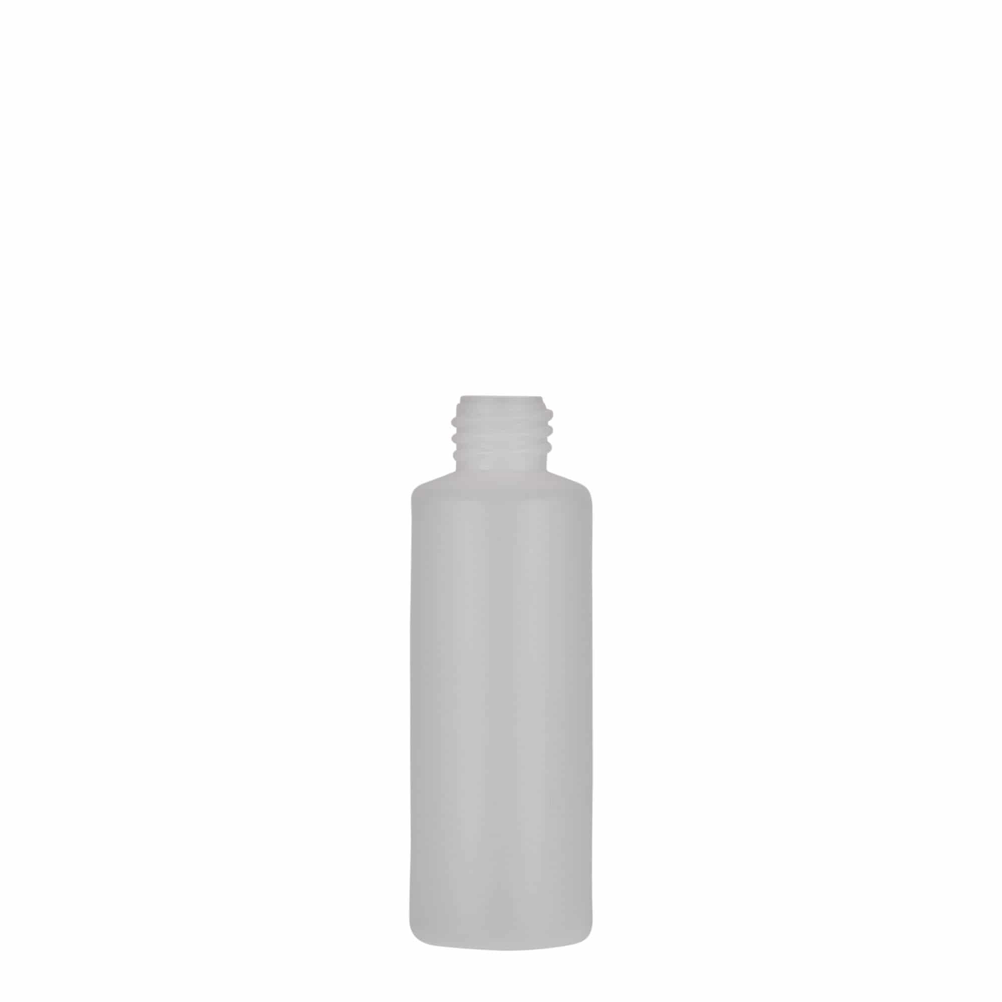 Botella redonda de 50 ml, plástico PE, natural, boca: cierre de rosca