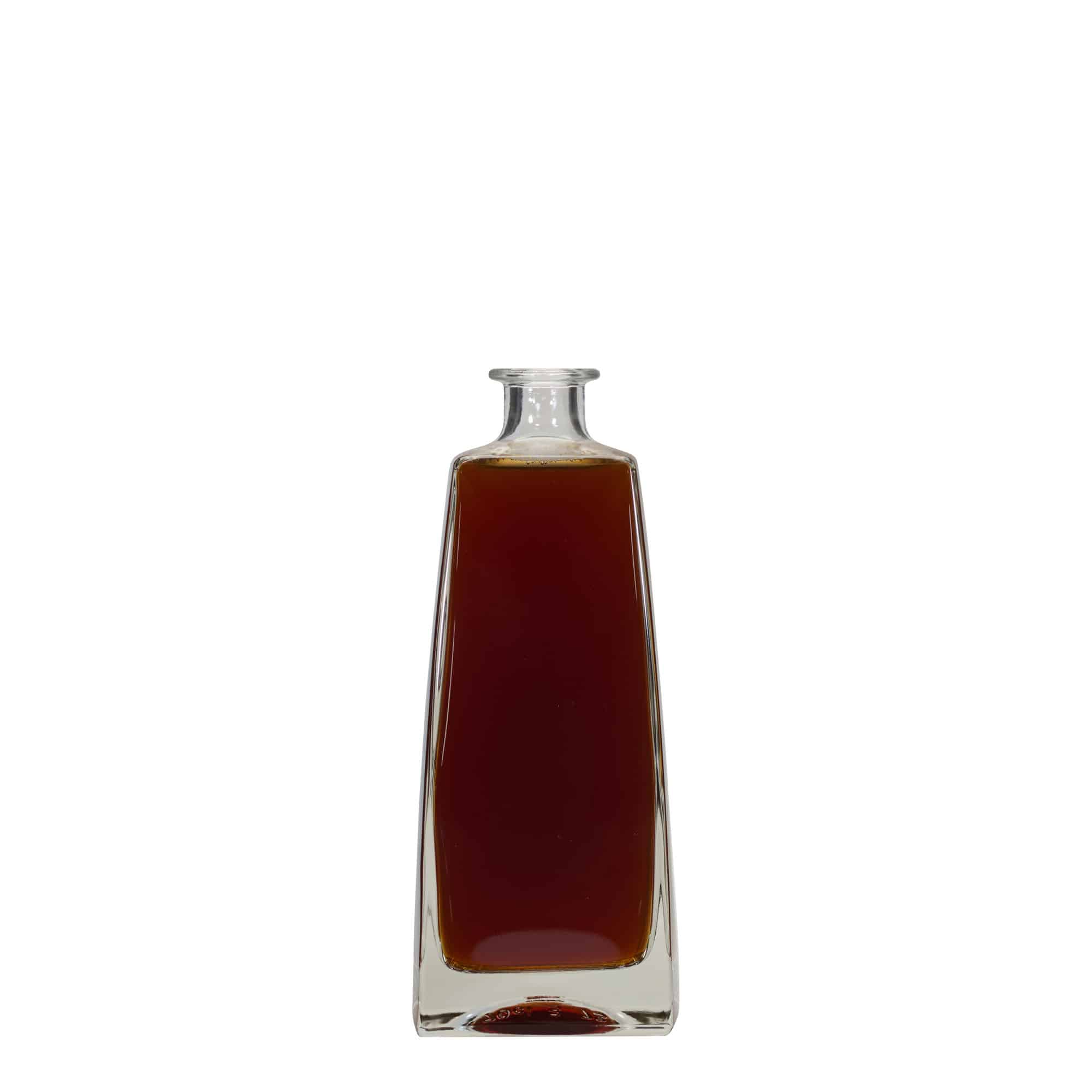 Botella de vidrio 'Timmy' de 700 ml, rectangular, boca: corcho