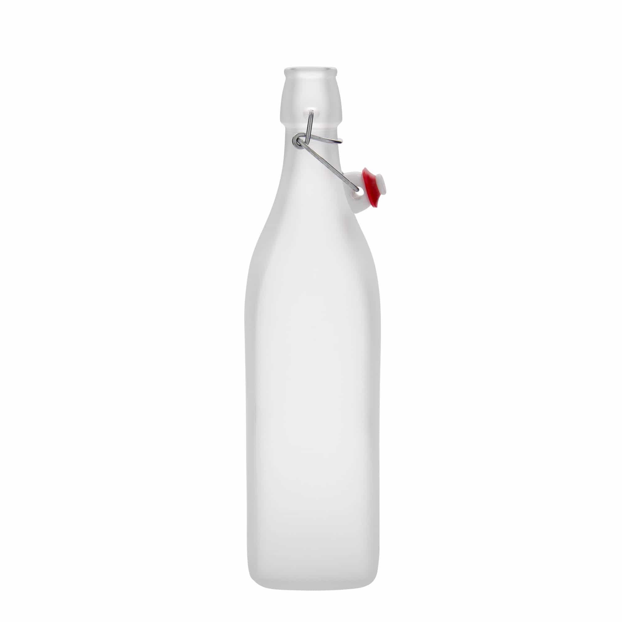 Botella de vidrio de 1.000 ml 'Swing, cuadrada, esmerilada, boca: cierre de palanca'