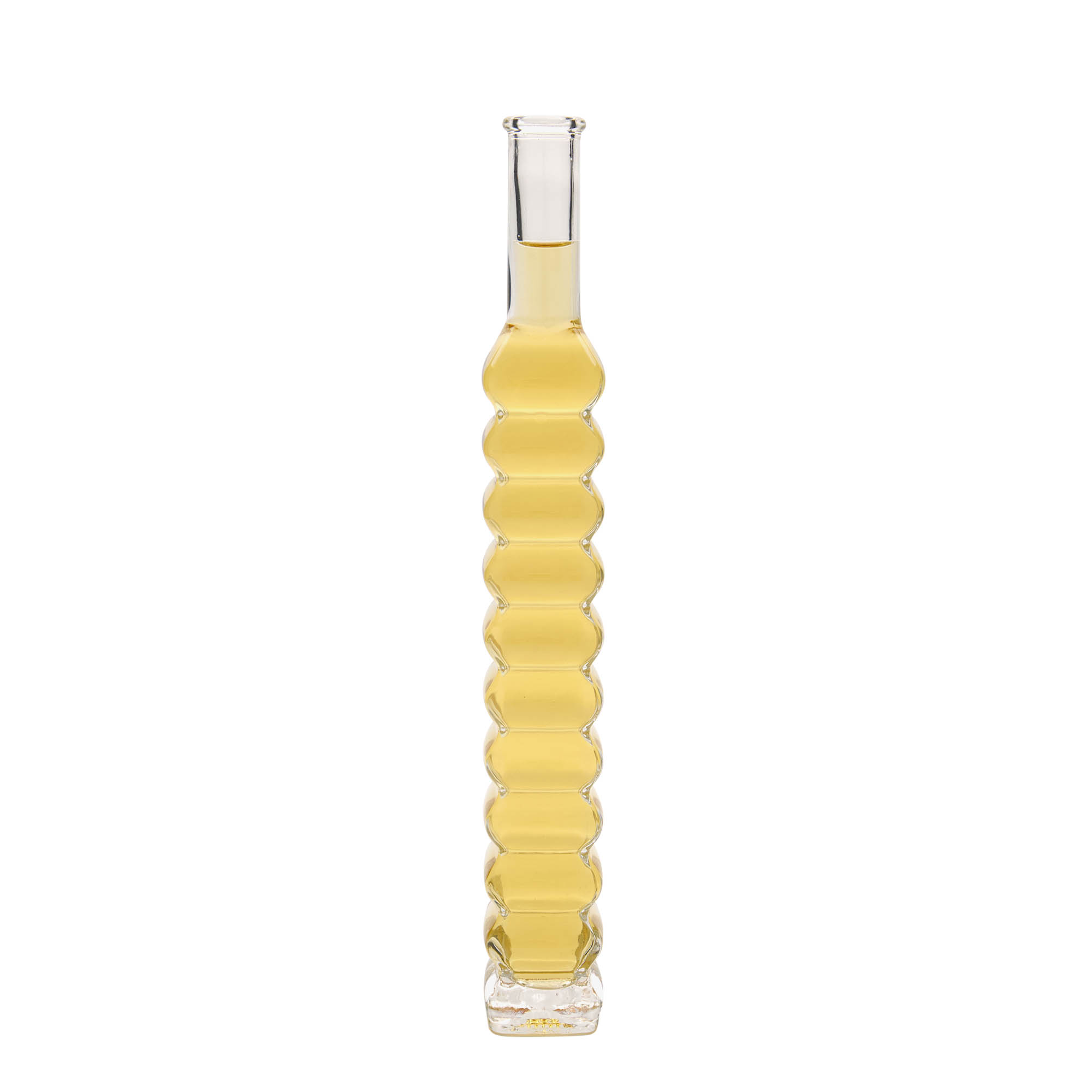 Botella de vidrio 'Roma' de 200 ml, cuadrada, boca: corcho