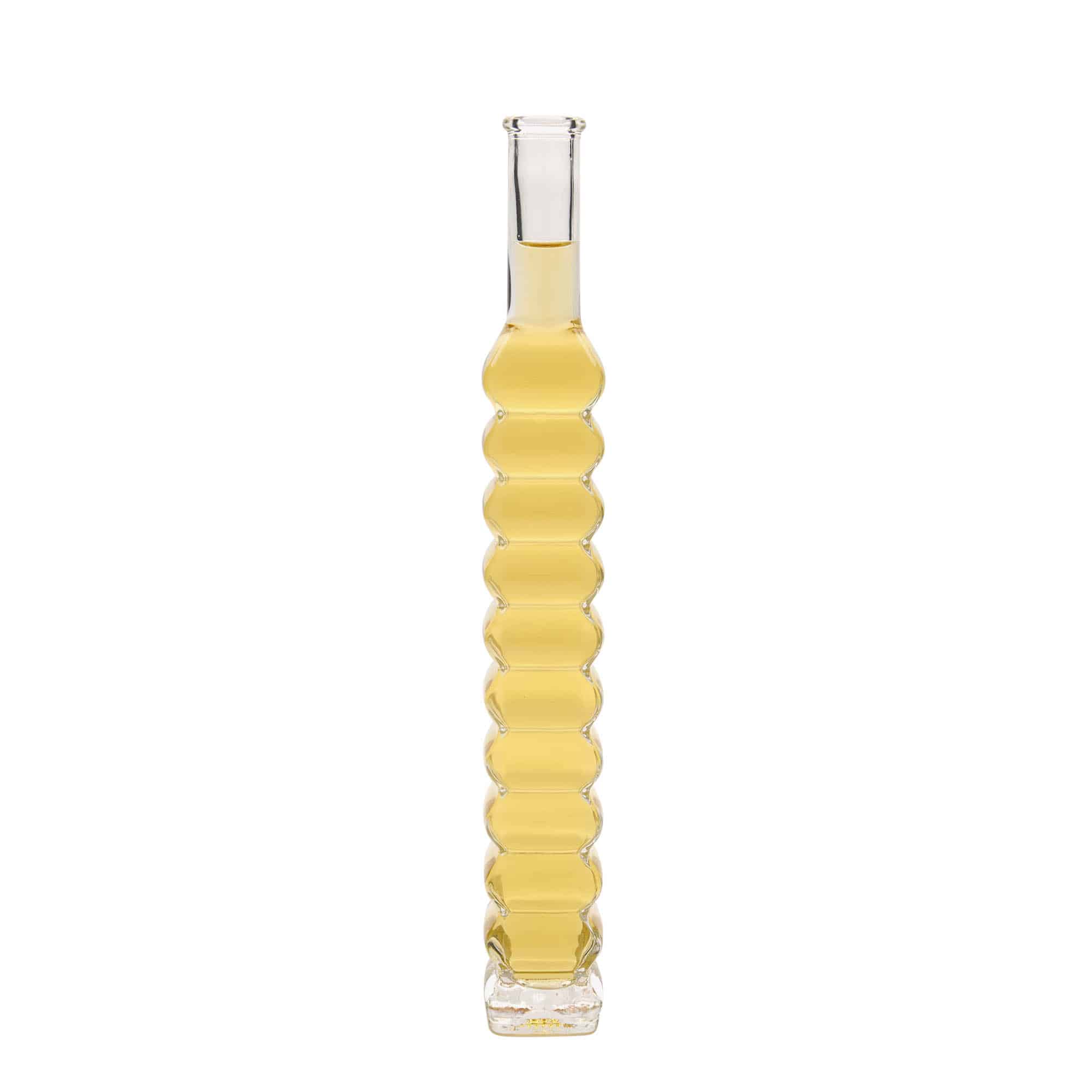 Botella de vidrio 'Roma' de 200 ml, cuadrada, boca: corcho