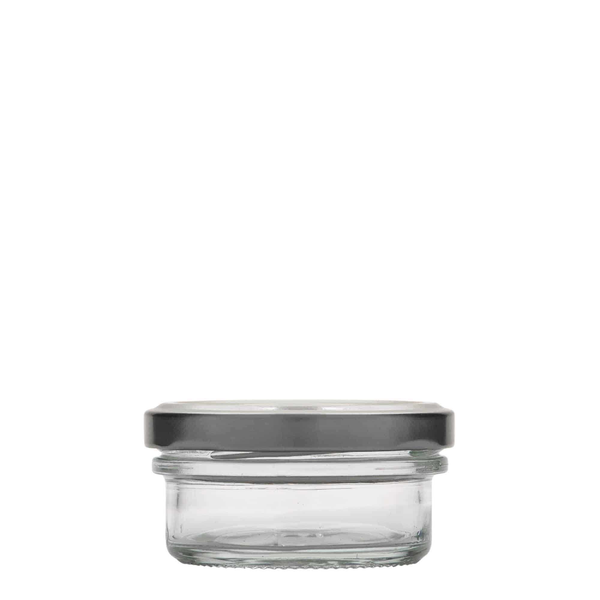 Tarro de vidrio cilíndrico liso de 65 ml, boca: Twist-Off (TO 66)