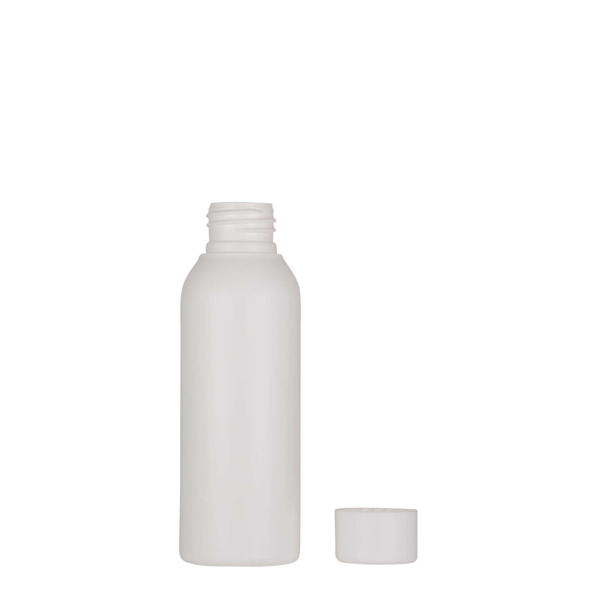 Botella de plástico de 100 ml 'Tuffy', HDPE, blanca, boca: 24/410