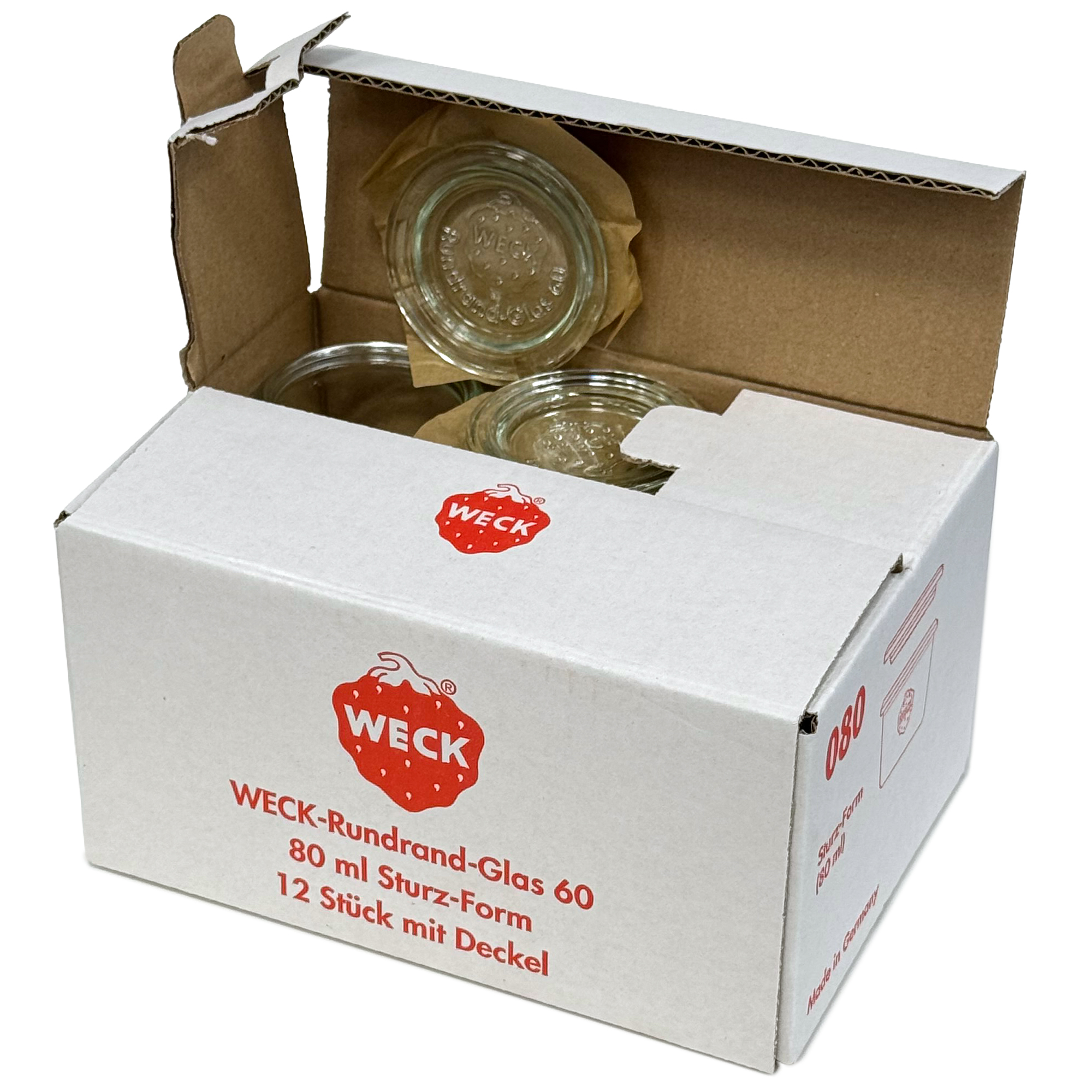 12x 80 ml tarro WECK de boca ancha con tapa de vidrio RR 60