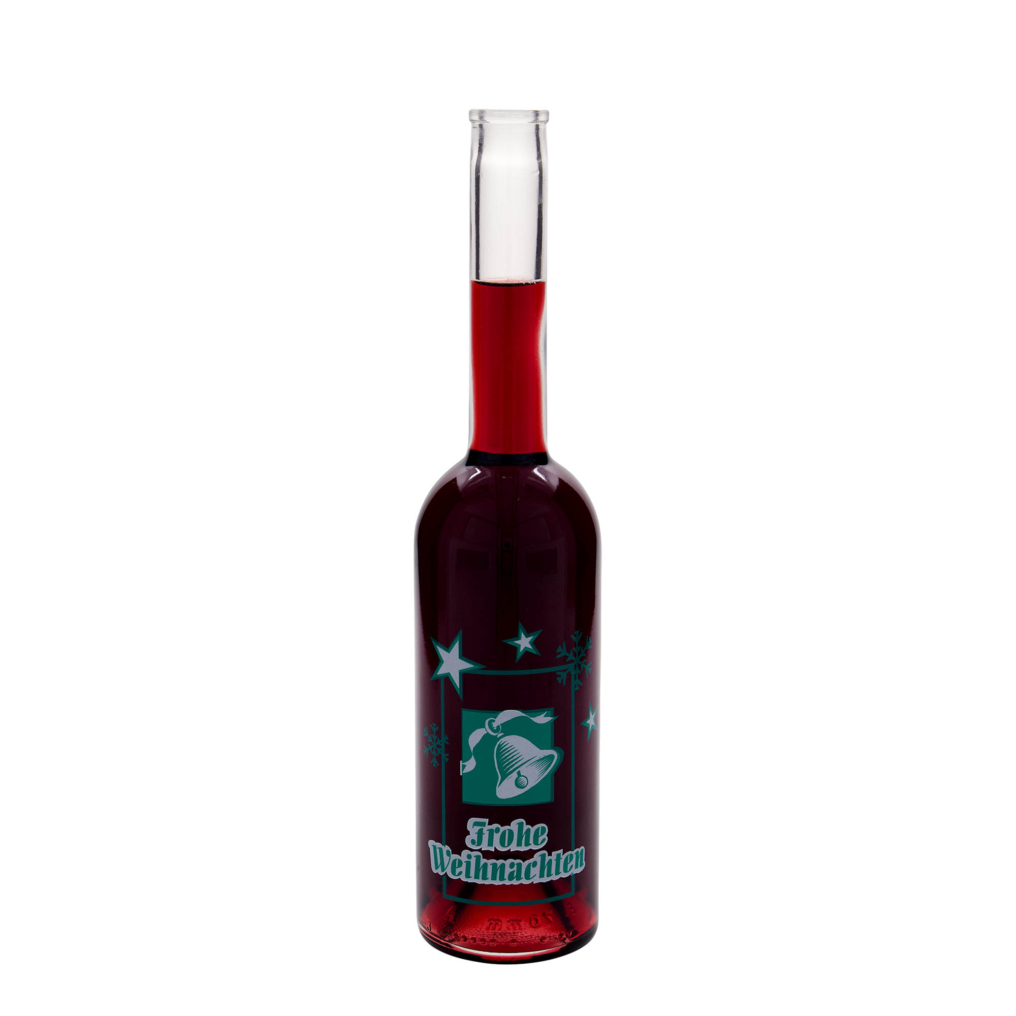 Botella de vidrio de 500 ml 'Opera', motivo: Feliz Navidad, boca: corcho