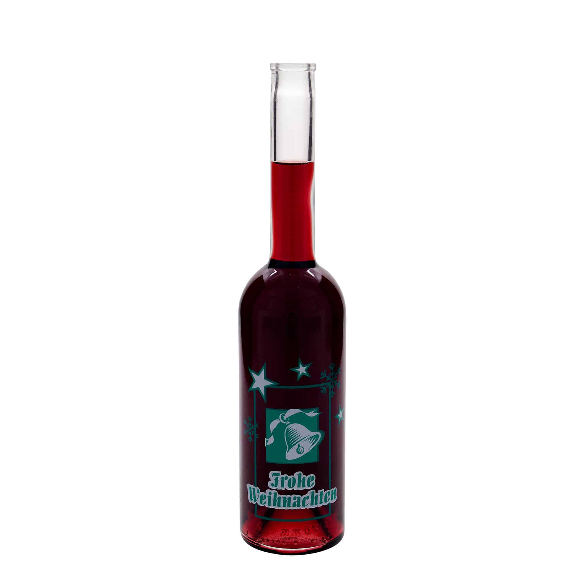 Botella de vidrio de 500 ml «Opera», motivo: Feliz Navidad, boca: corcho