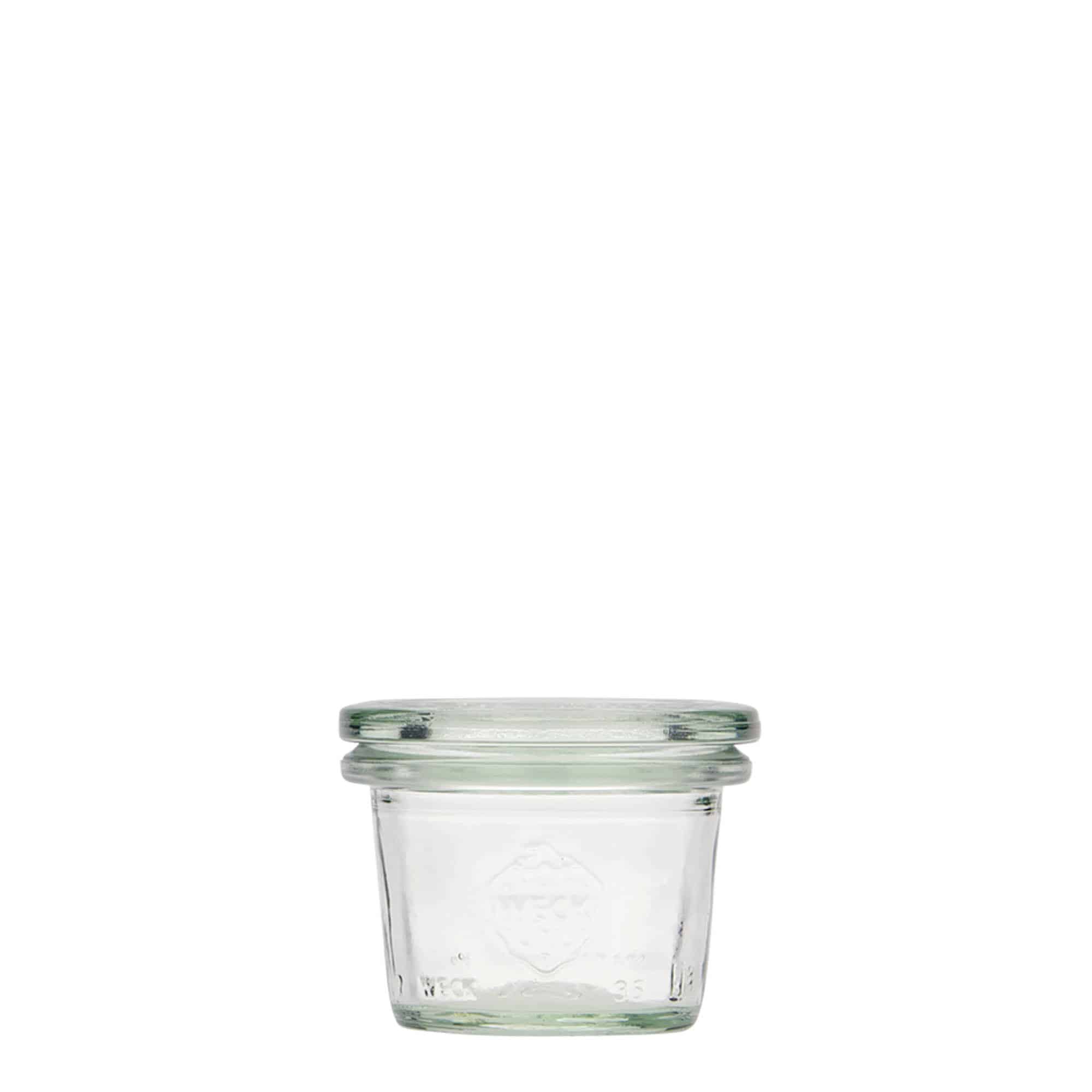 Tarro de vidrio cilíndrico WECK de 35 ml, boca: borde redondo