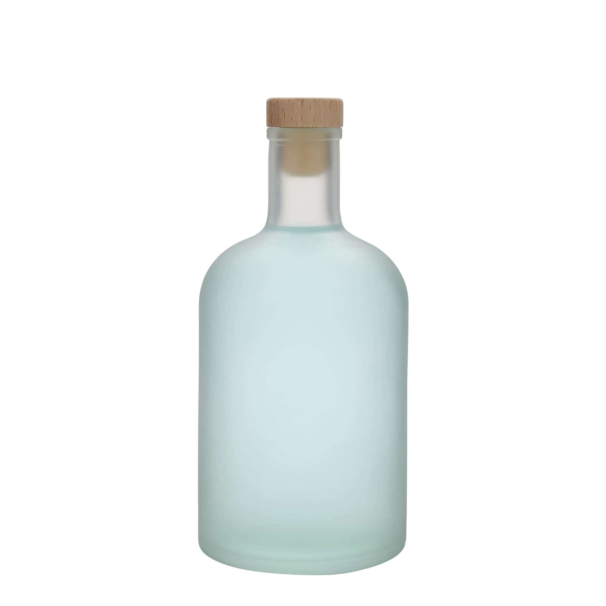 Botella de vidrio 'Gerardino' de 700 ml, efecto helado, boca: corcho