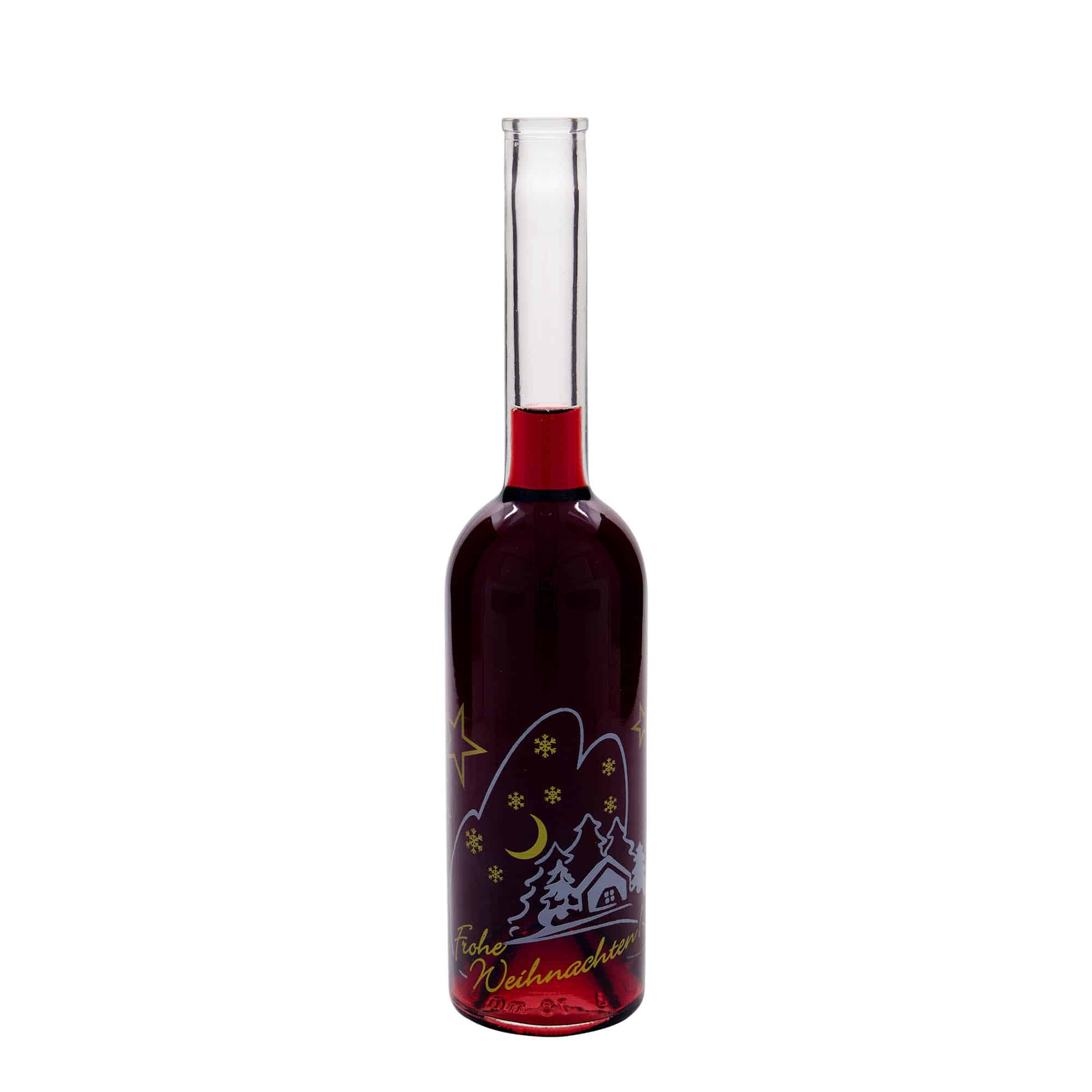 Botella de vidrio 'Opera' de 500 ml, motivo: idilio navideño, boca: corcho