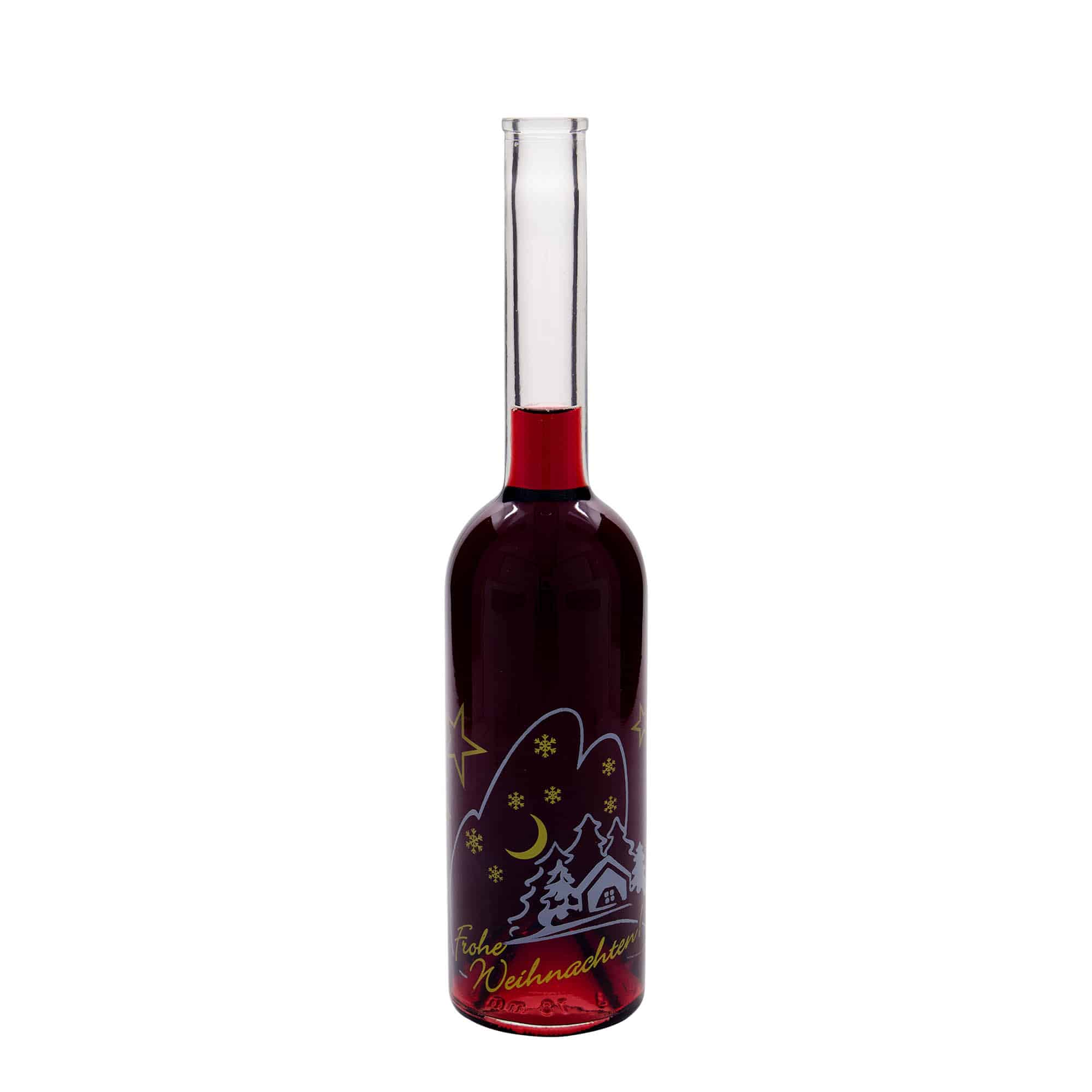 Botella de vidrio de 500 ml 'Opera', motivo: idilio navideño, boca: corcho