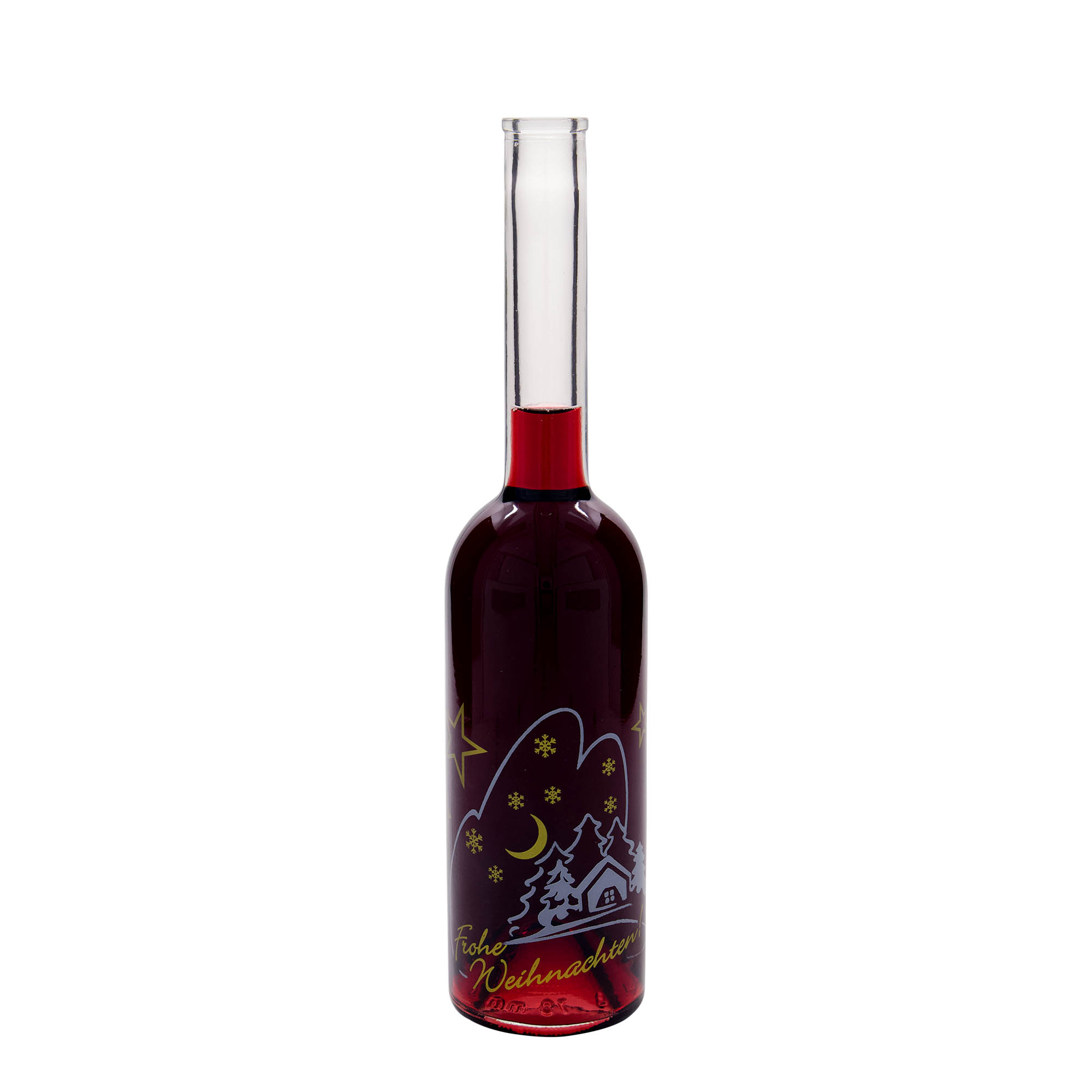Botella de vidrio de 500 ml 'Opera', motivo: idilio navideño, boca: corcho