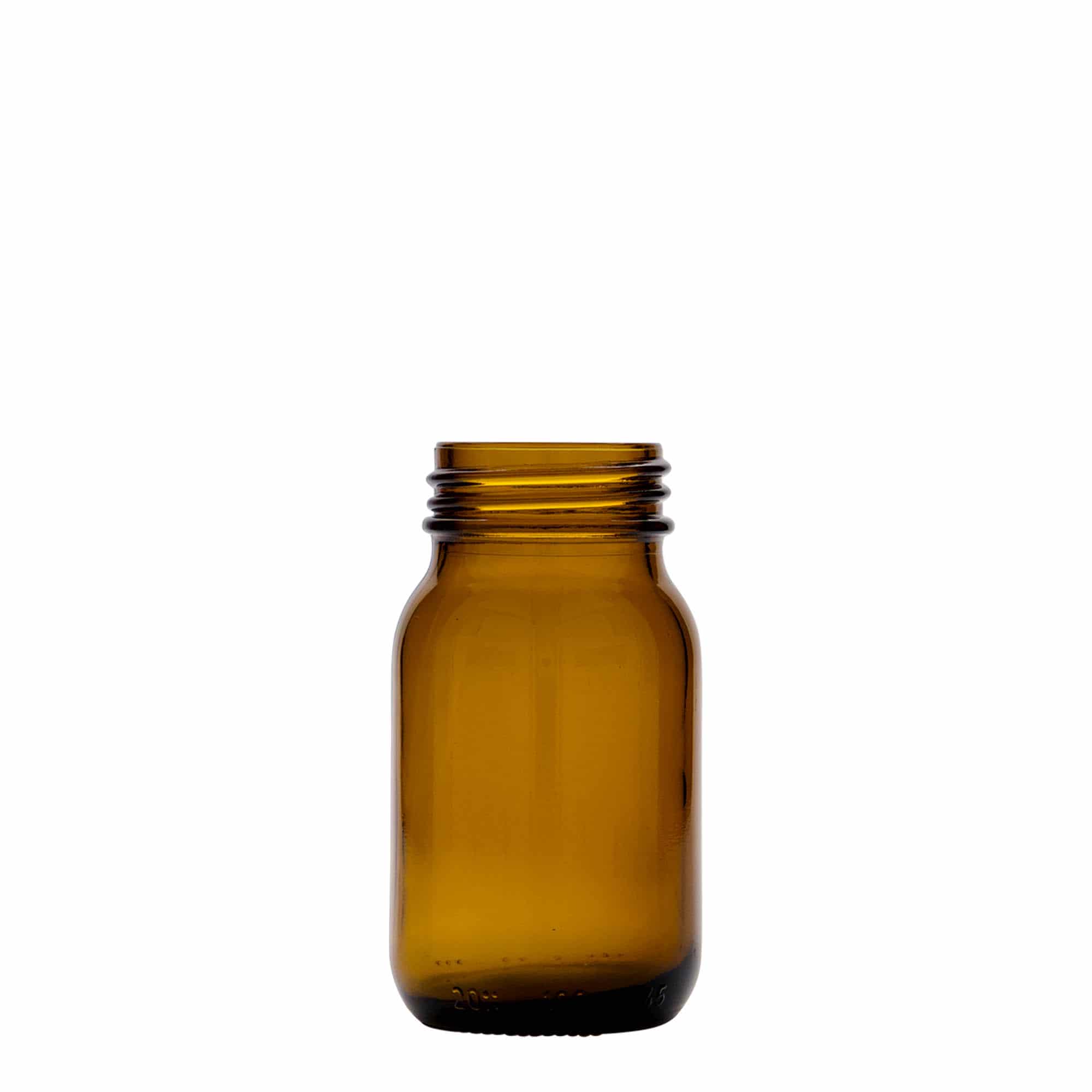 Tarro de boca ancha de 100 ml, marrón, boca: DIN 40