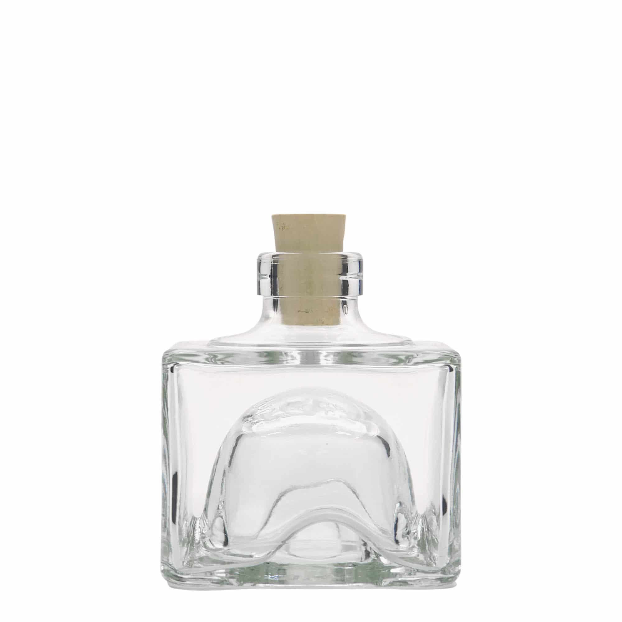Botella de vidrio 'Cocolores' de 200 ml, cuadrada, boca: corcho