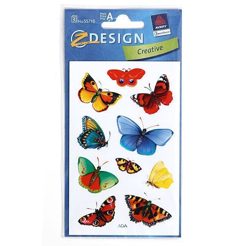 Pegatinas Zweckform 'Mariposas grandes', papel, multicolor