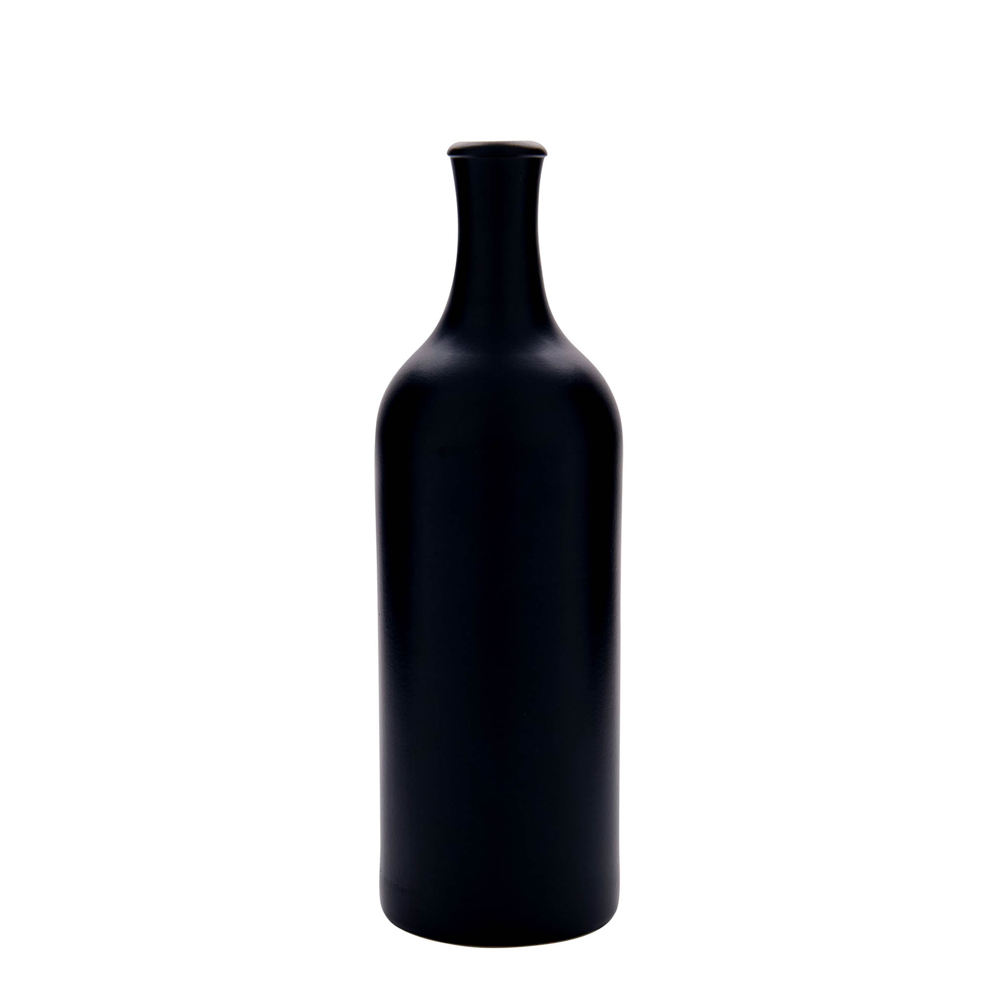 Jarra de barro de cuello largo de 750 ml, gres, negro, boca: corcho