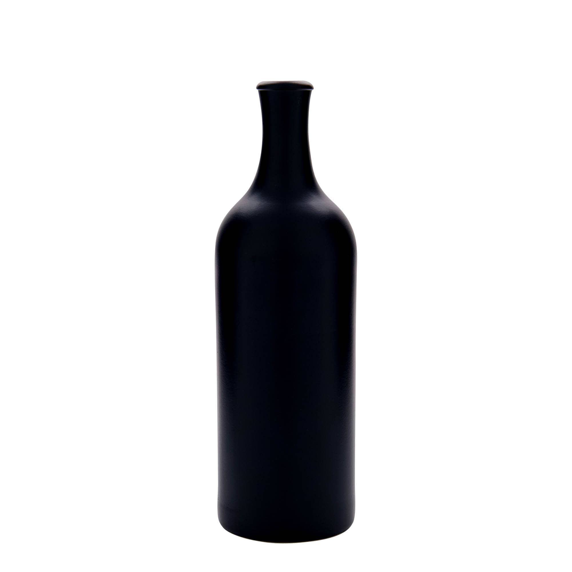 Jarra de barro de cuello largo de 750 ml, gres, negro, boca: corcho