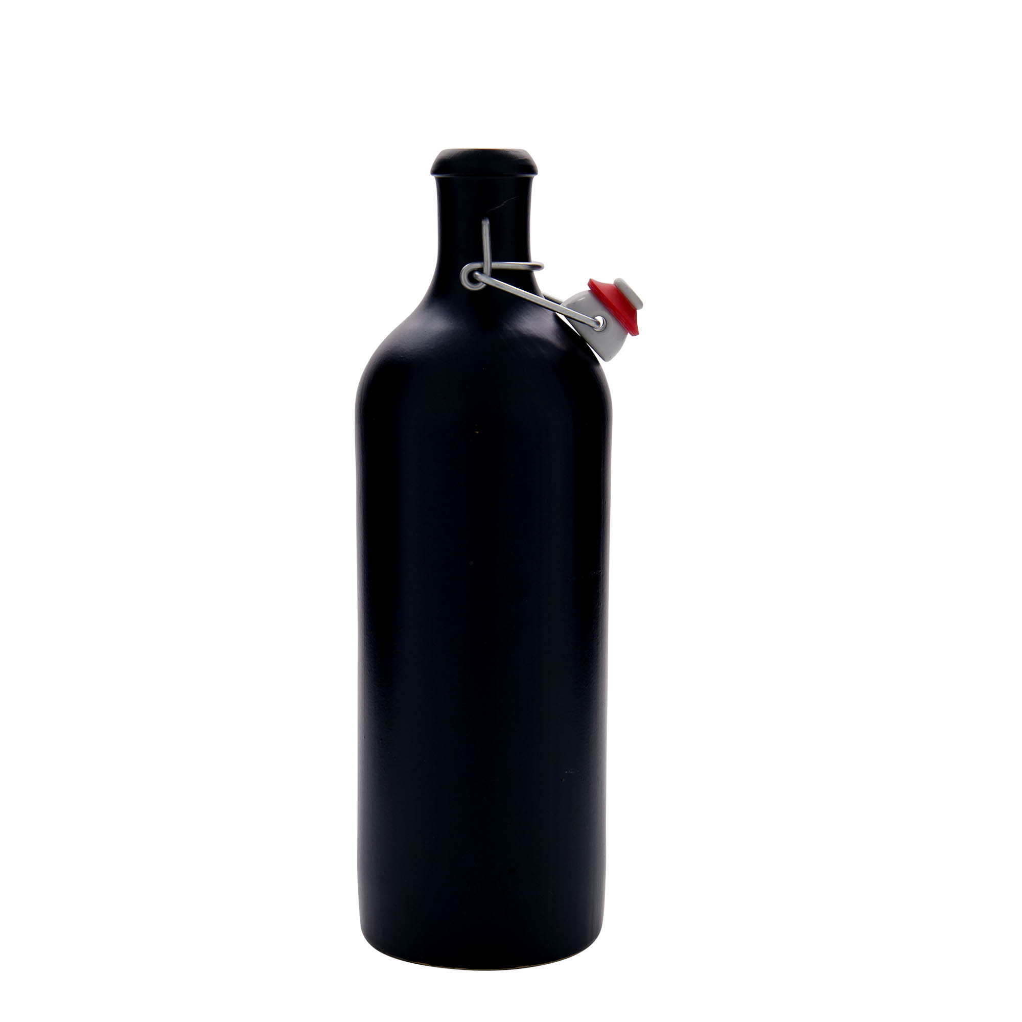 Jarra de barro de 750 ml, gres, negra, boca: cierre de palanca