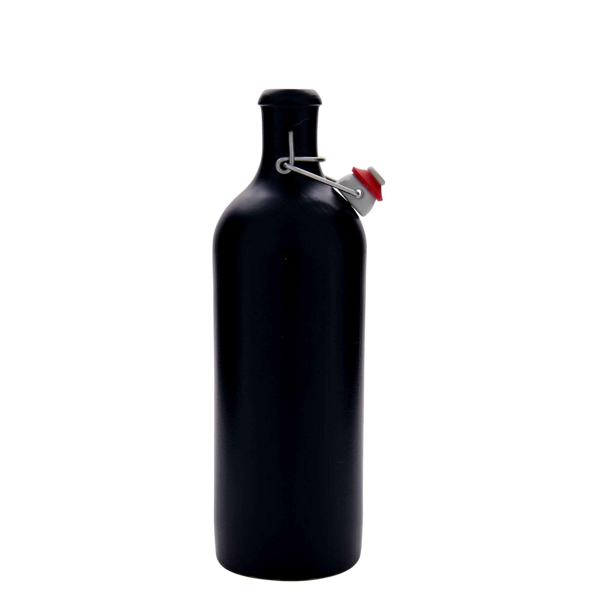 Jarra de barro de 750 ml, gres, negra, boca: cierre de palanca