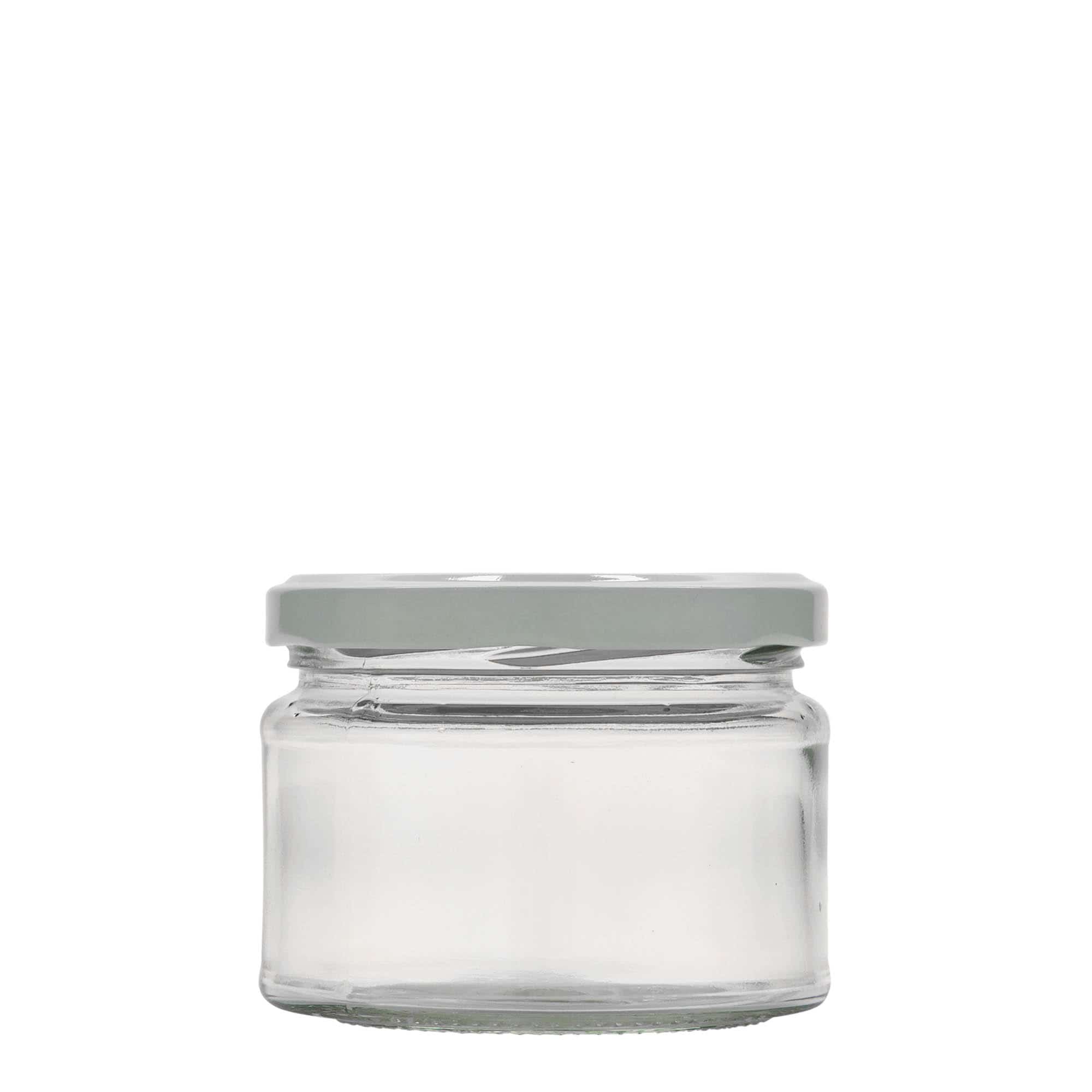 Tarro redondo plano de 280 ml, boca: Twist-Off (TO 82)