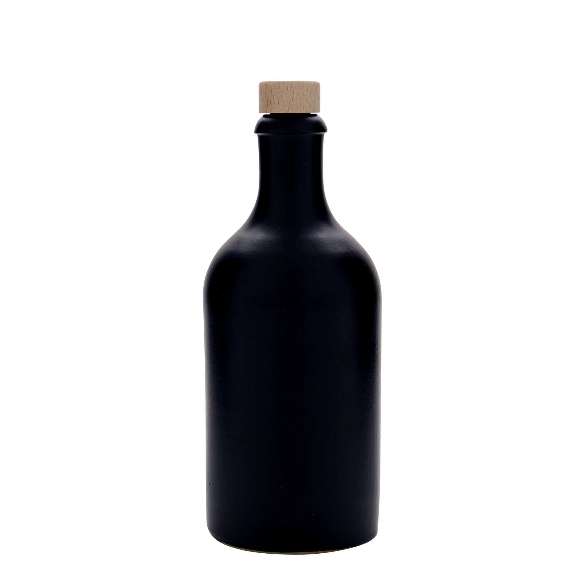 Jarra de barro de 500 ml, gres, negro, boca: corcho