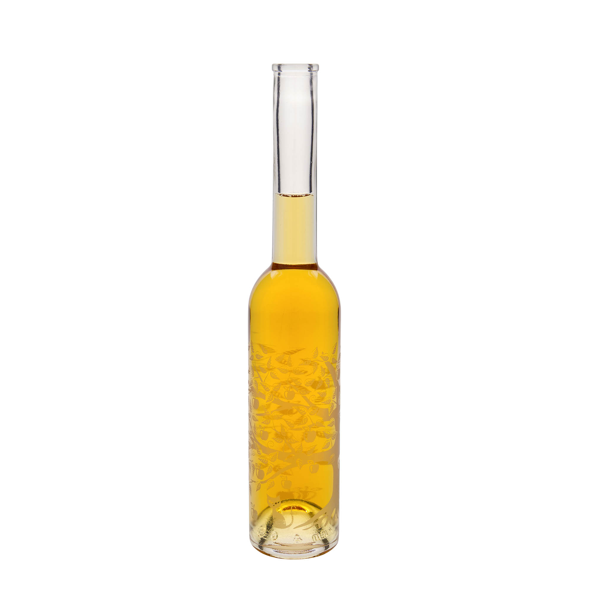 Botella de vidrio de 350 ml 'Opera', motivo: manzano, boca: corcho